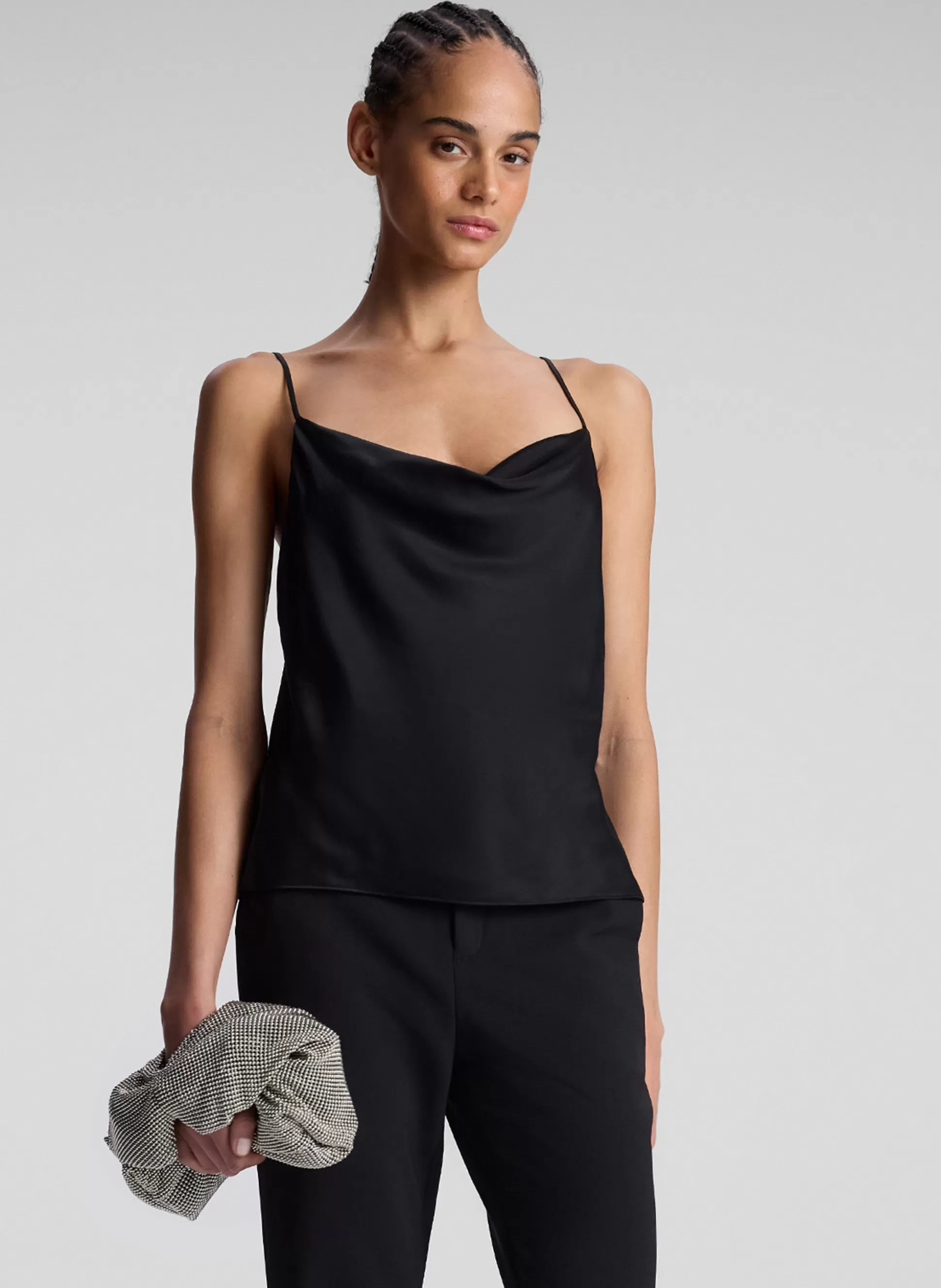Tops>A.L.C. Amber Satin Camisole Top Black