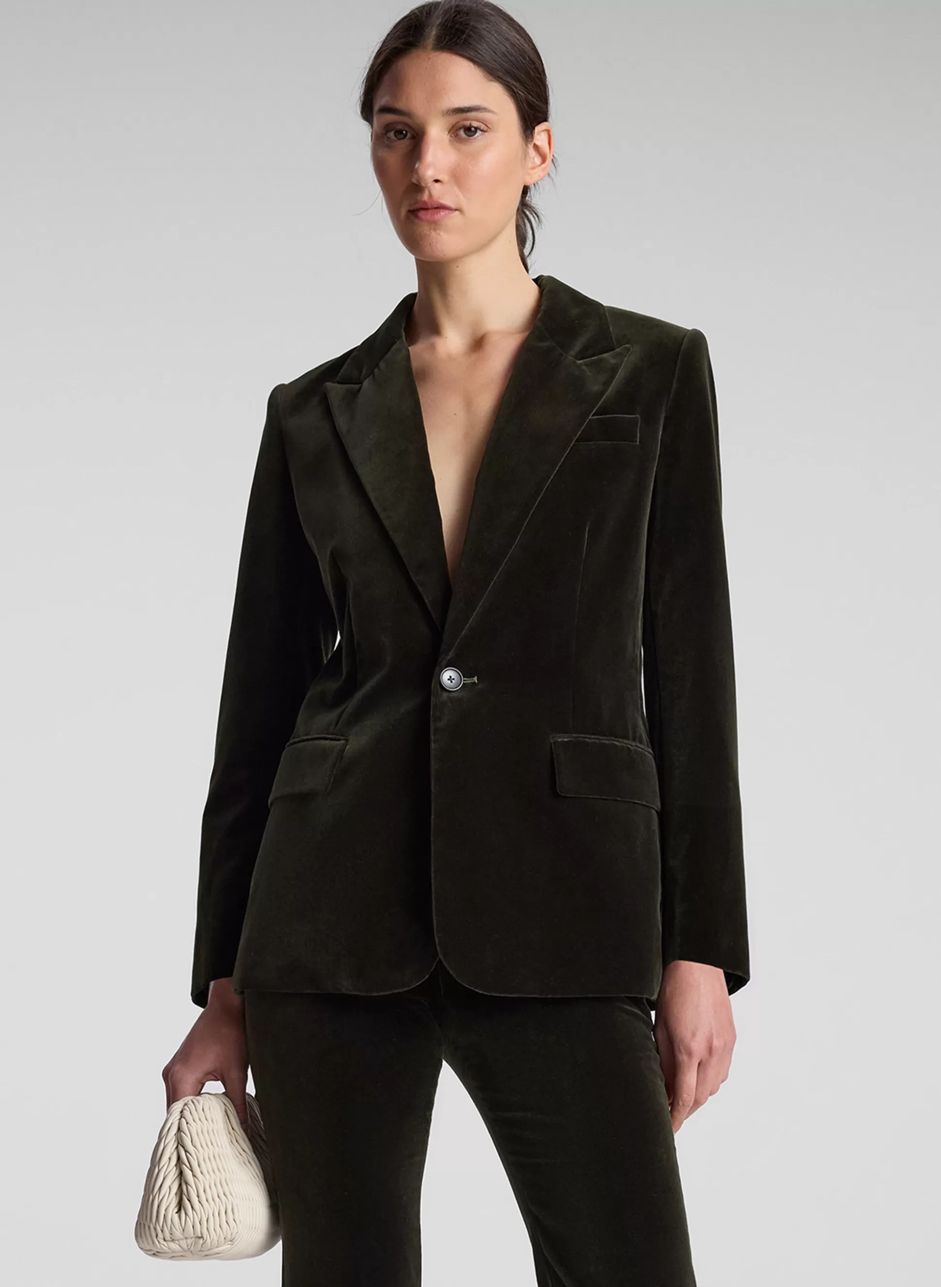 Jackets & Coats | Suits>A.L.C. Ben Velvet Tailored Jacket Mossy