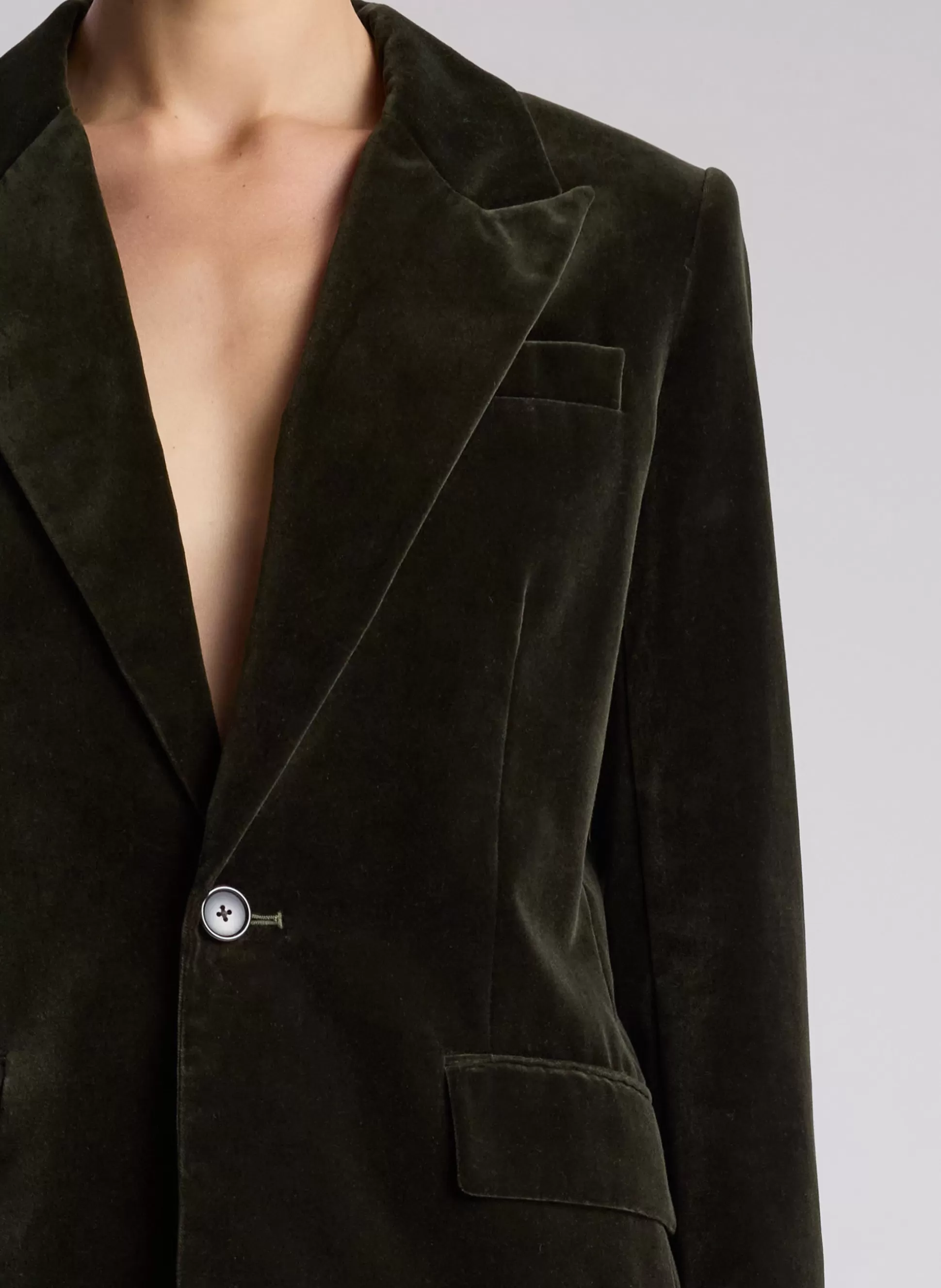 Jackets & Coats | Suits>A.L.C. Ben Velvet Tailored Jacket Mossy