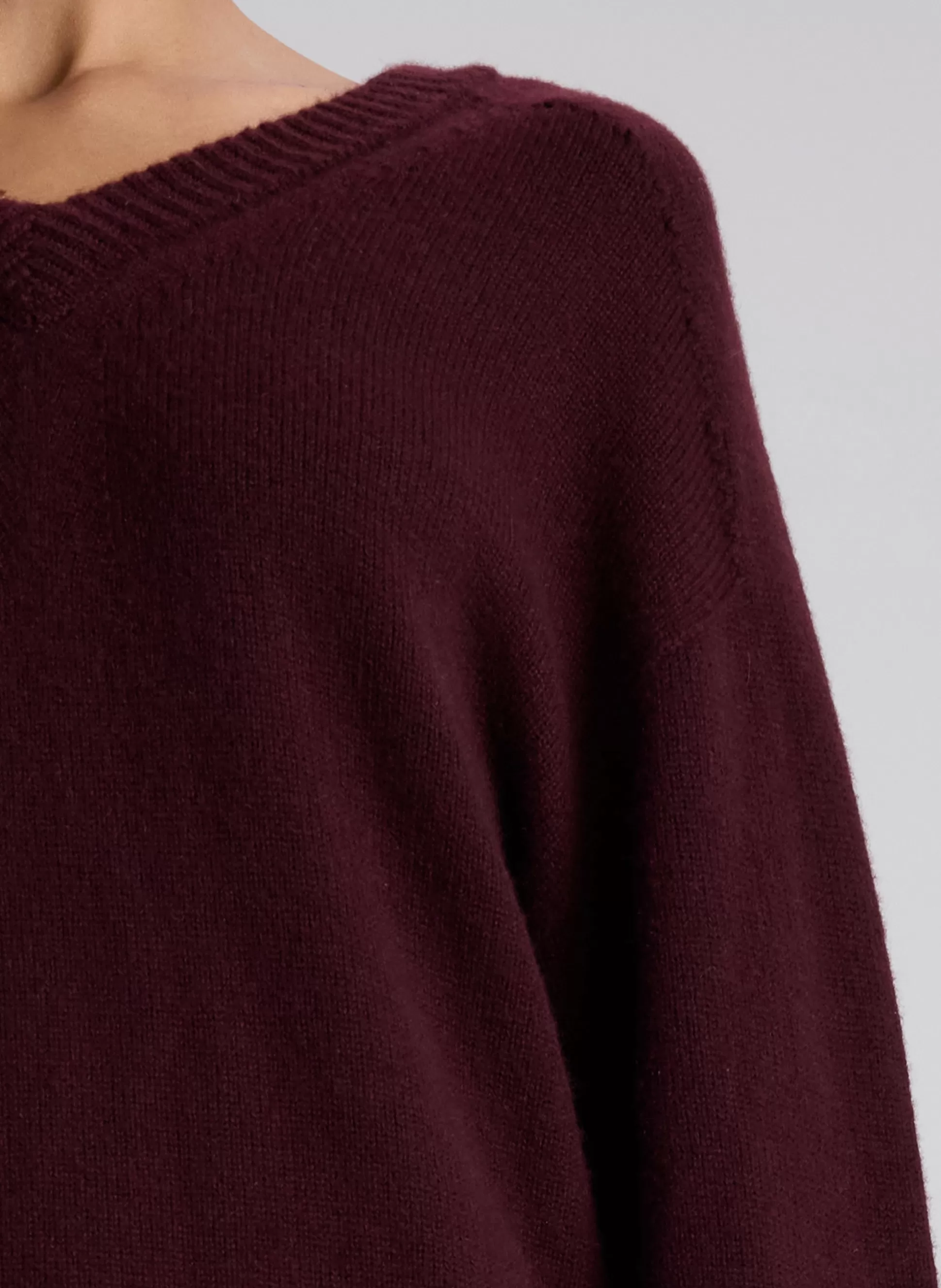 Tops | Sweaters>A.L.C. Calven Cashmere V Neck Sweater Burgundy