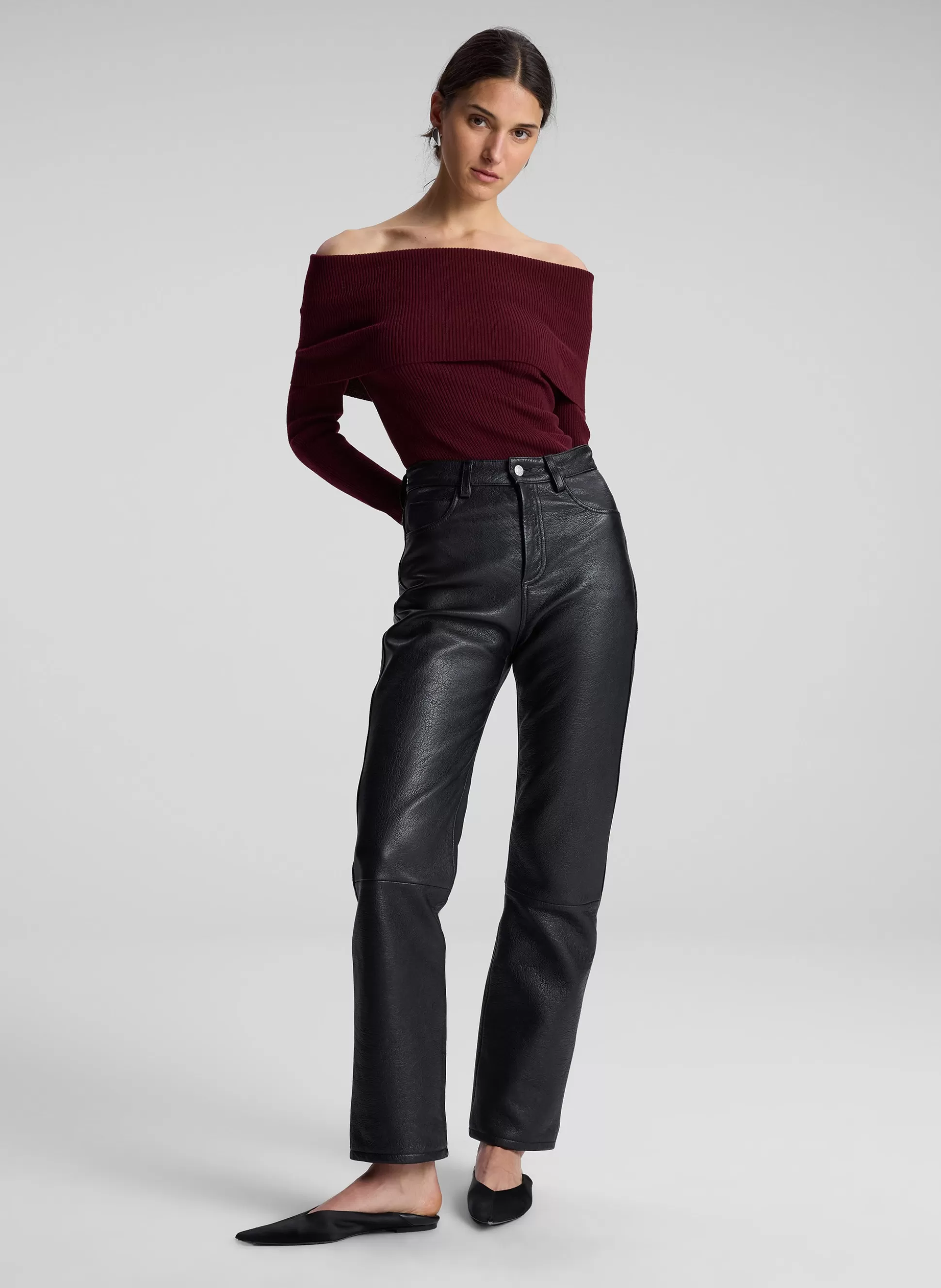 Bottoms>A.L.C. Cameron Leather Pant Black
