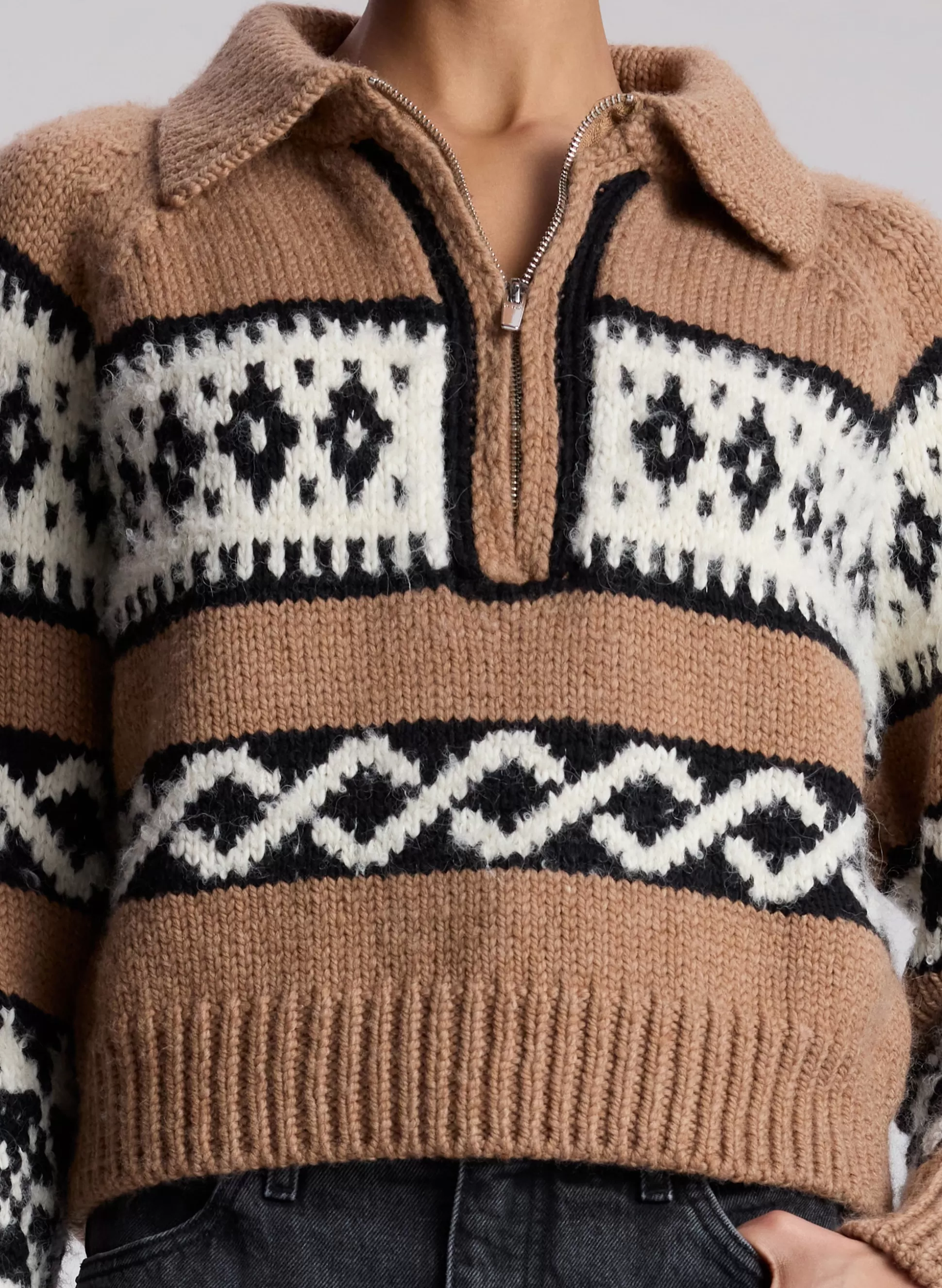 Tops | Sweaters>A.L.C. Carter Merino Fairisle Sweater Camel Multi