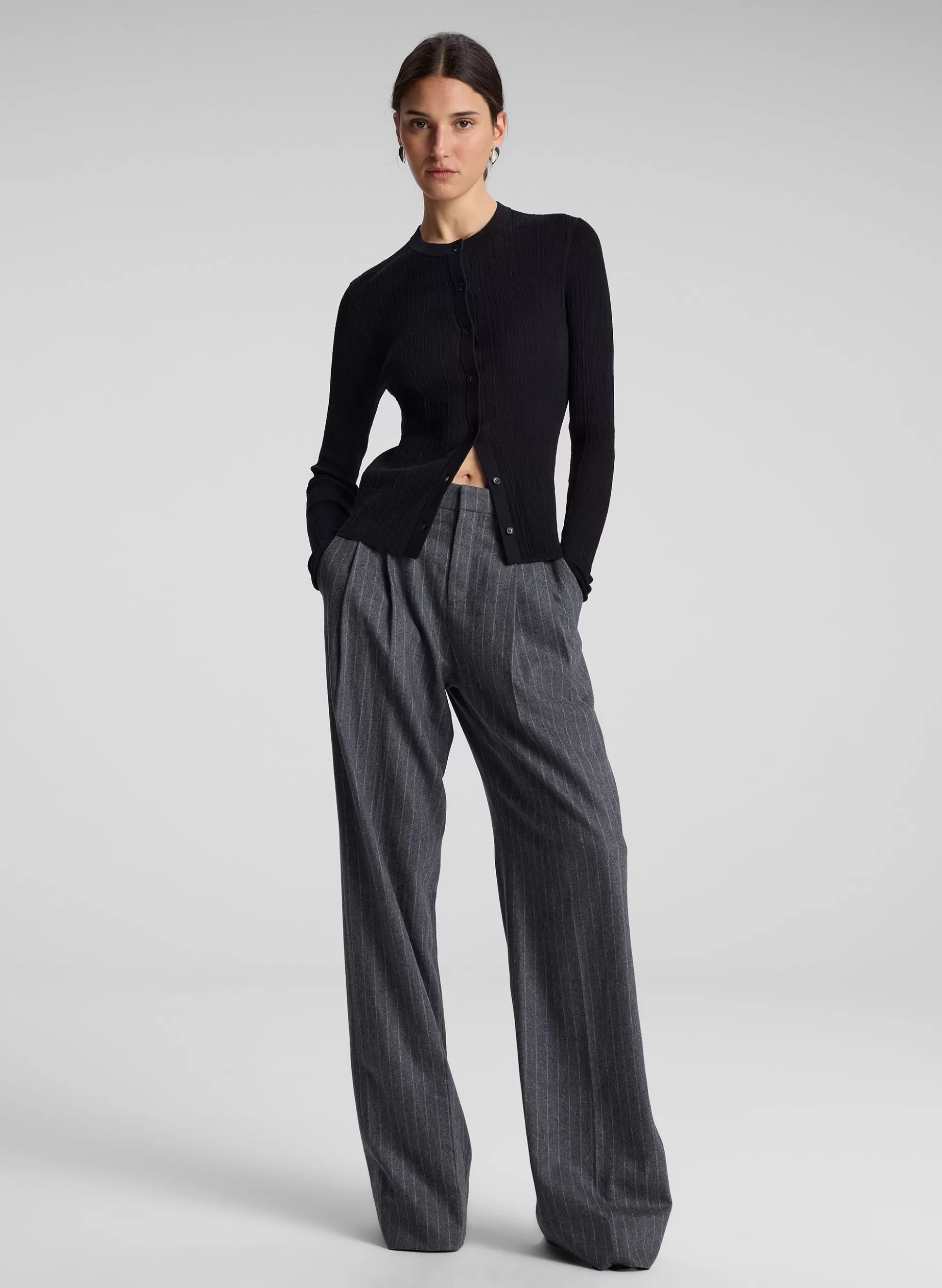 Bottoms | Suits>A.L.C. Charles Wool Cashmere Pinstripe Pant Grey Melange