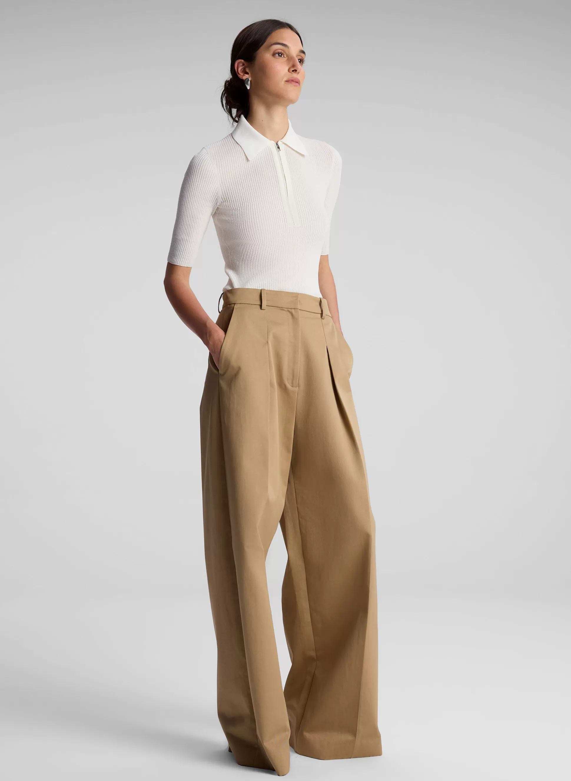 Tops>A.L.C. Cooper Fine Cotton Ribbed Top Bright White