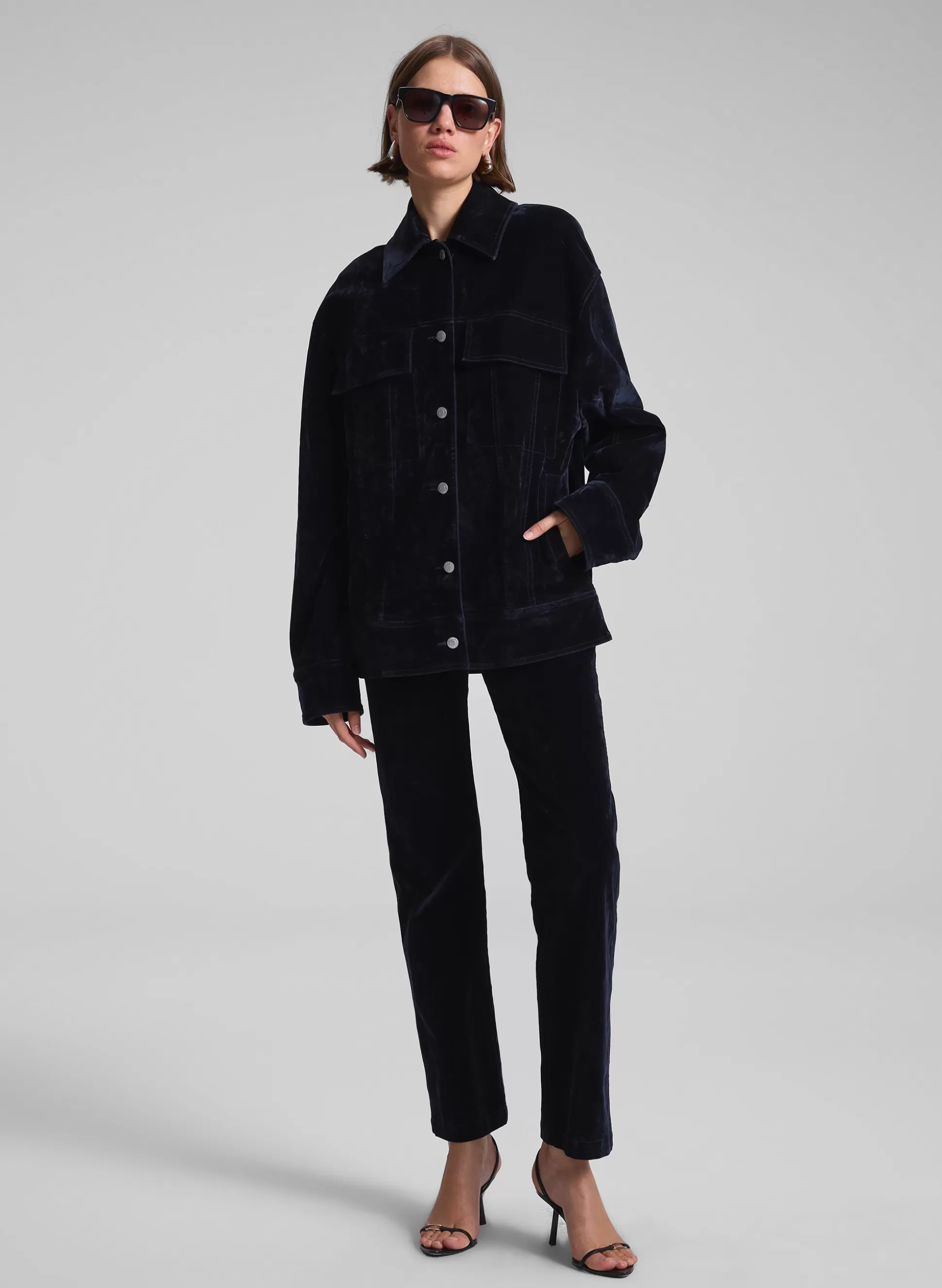 Jackets & Coats>A.L.C. Dean Velvet Jacket Navy