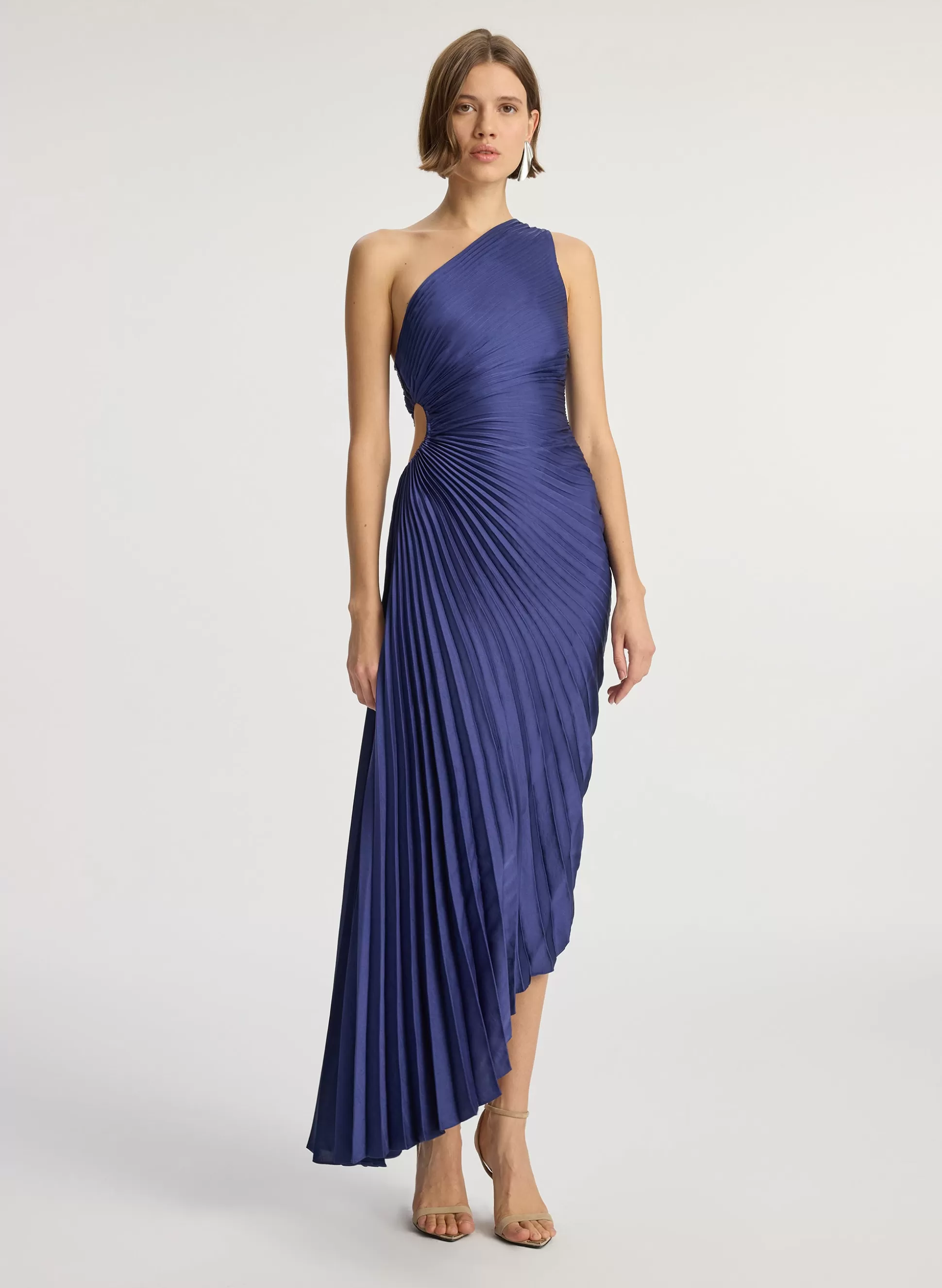 Dresses>A.L.C. Delfina Satin Pleated Dress Riviera