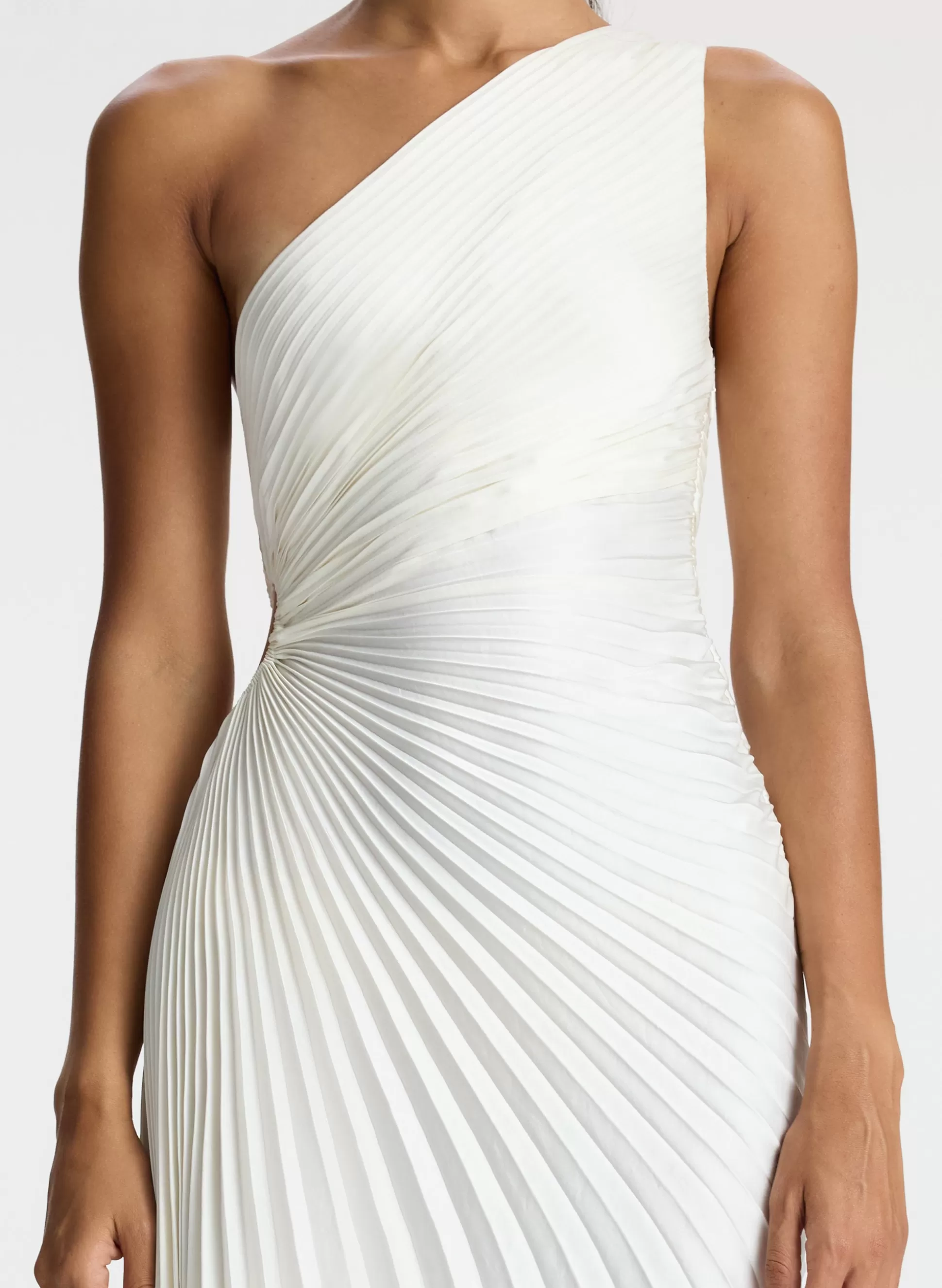 Dresses>A.L.C. Delfina Satin Pleated Dress Whisper White