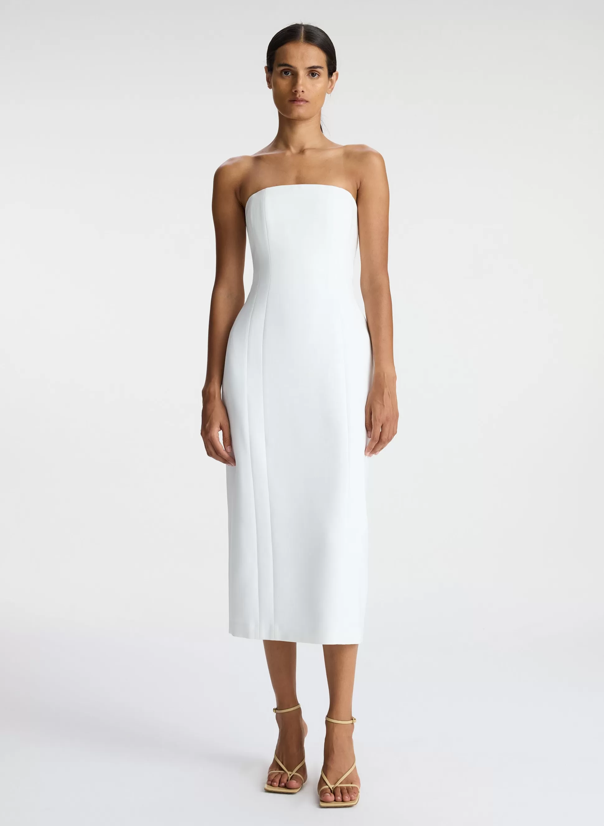 Dresses>A.L.C. Elizabeth Strapless Midi Dress White