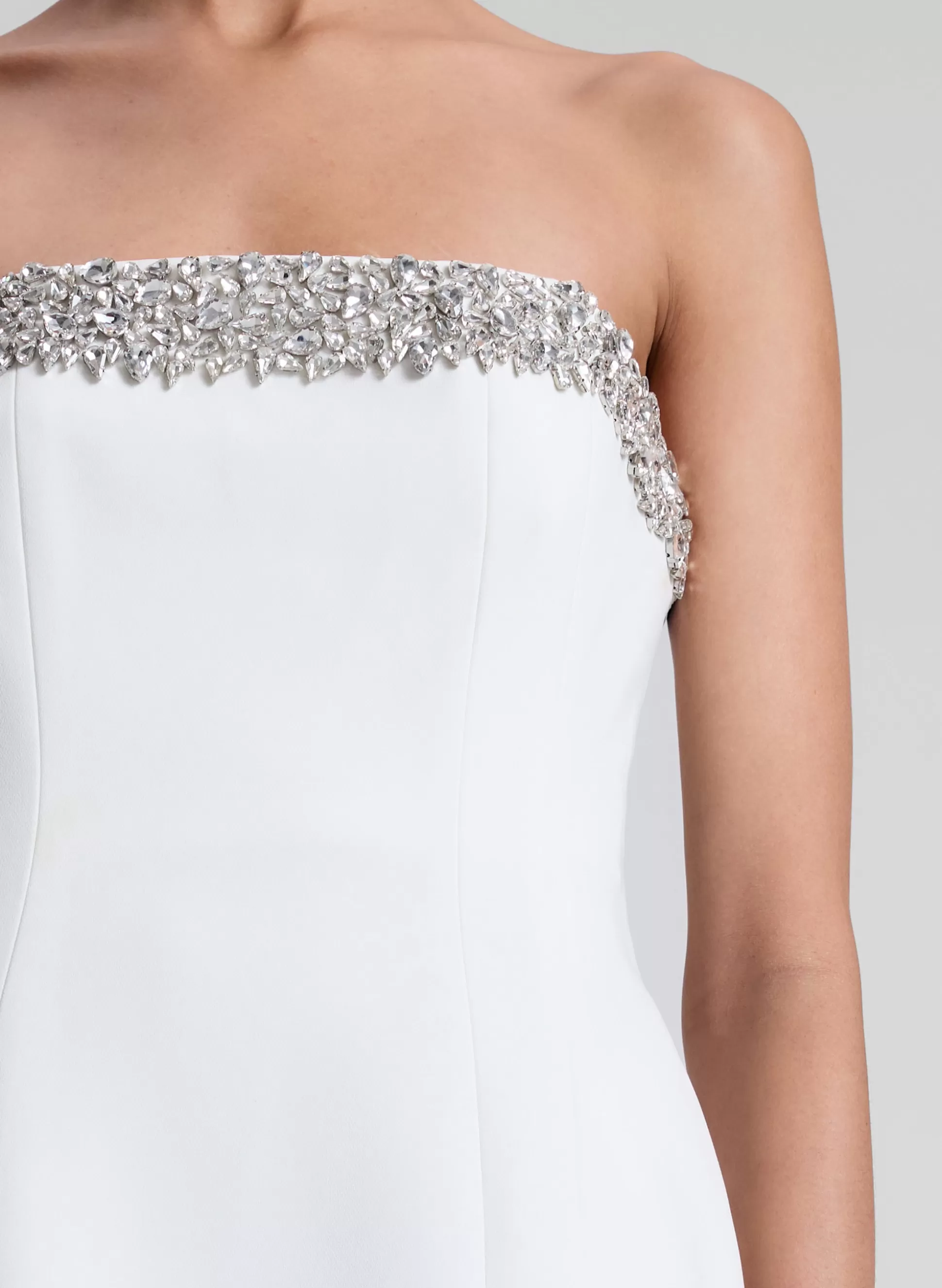 Dresses>A.L.C. Elsie Embellished Trim Strapless Mini Dress White/Crystal