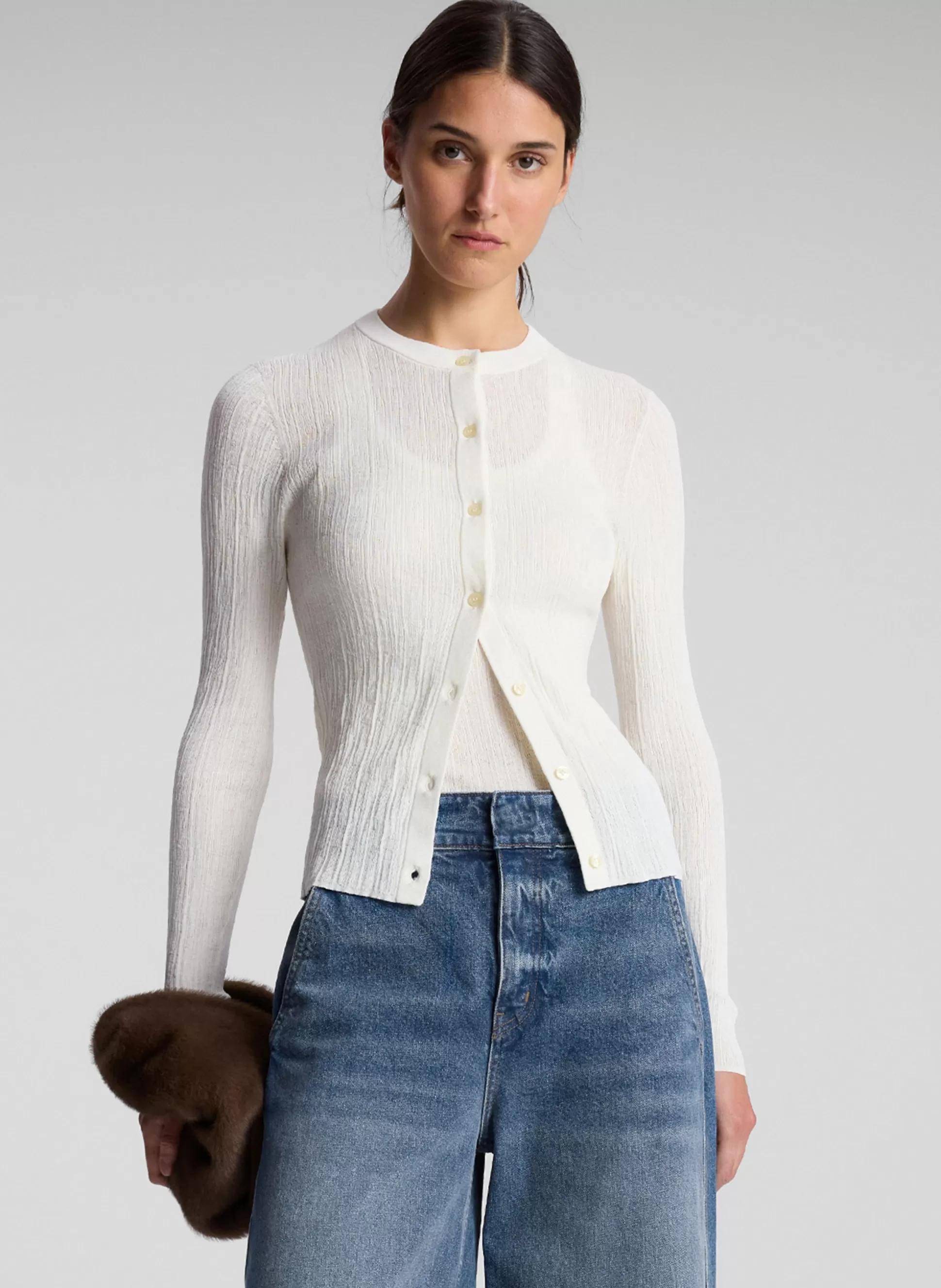 Tops | Sweaters>A.L.C. Fisher Fine Cotton Cardigan Bright White