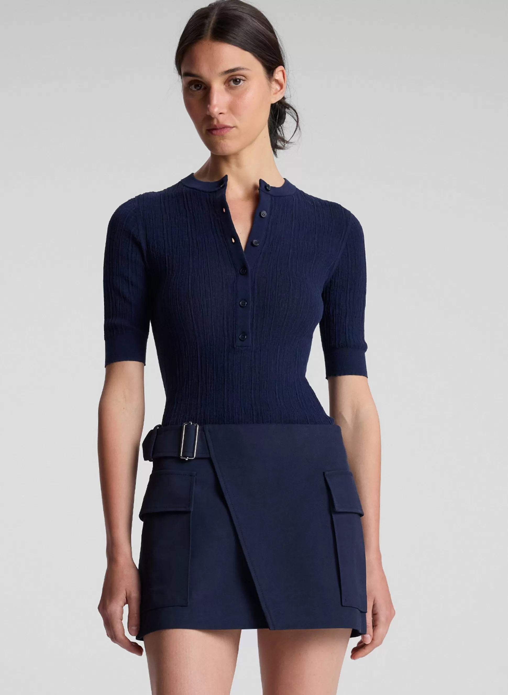 Tops | Knitwear>A.L.C. Fisher Fine Cotton Knit Top Navy