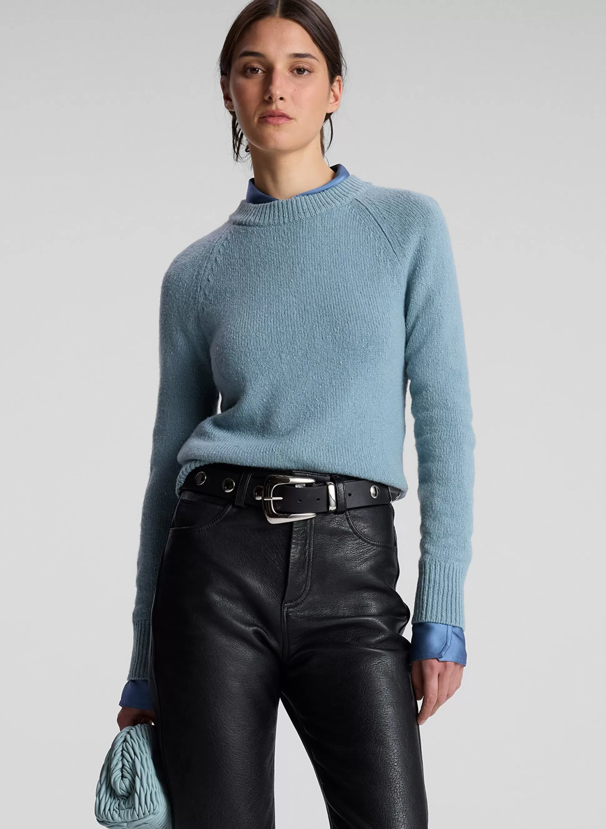 Tops | Sweaters>A.L.C. Frankie Wool Cashmere Crew Neck Sweater Zenith Blue