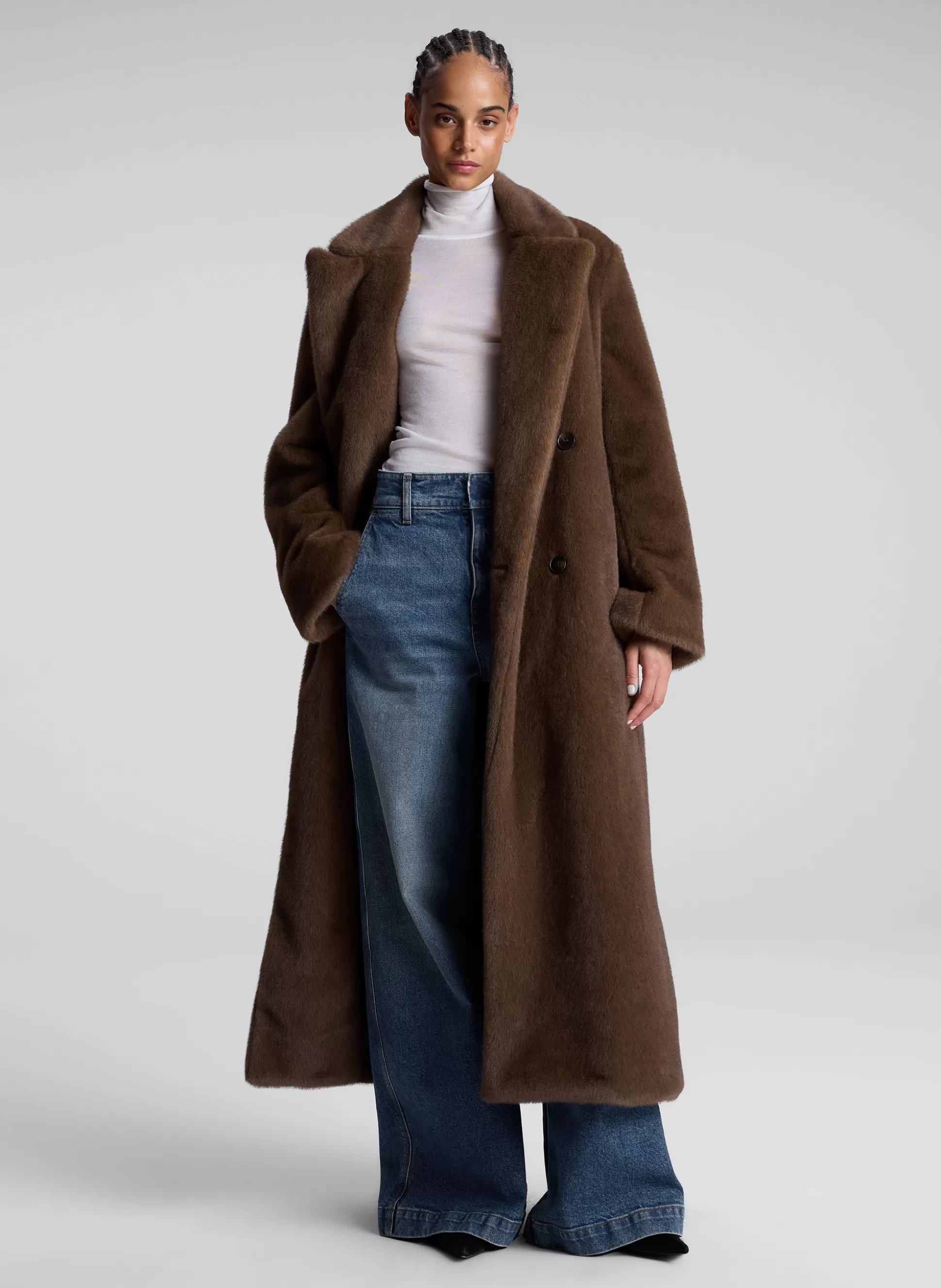Jackets & Coats>A.L.C. Franklin Faux Fur Coat Brown
