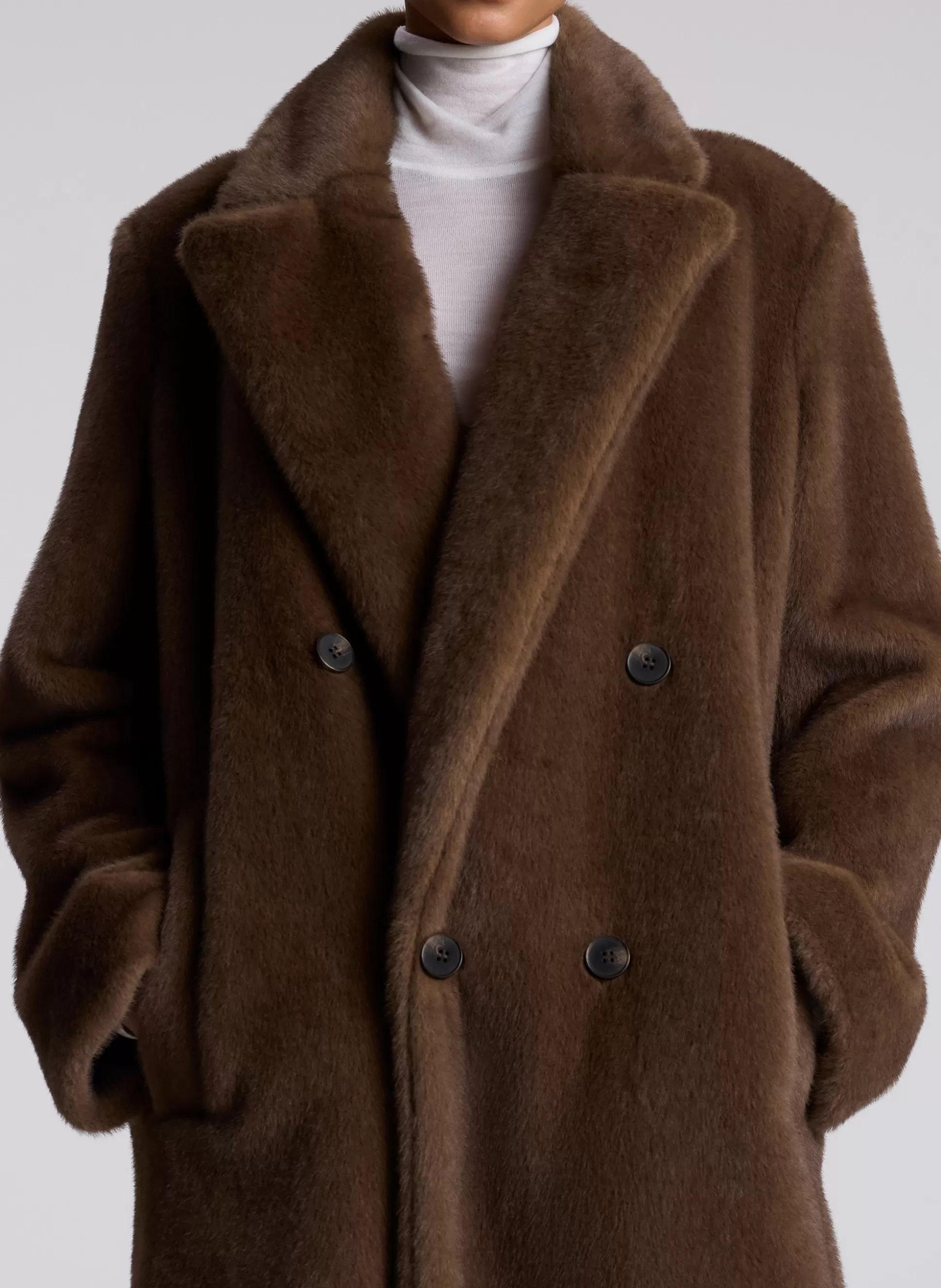 Jackets & Coats>A.L.C. Franklin Faux Fur Coat Brown