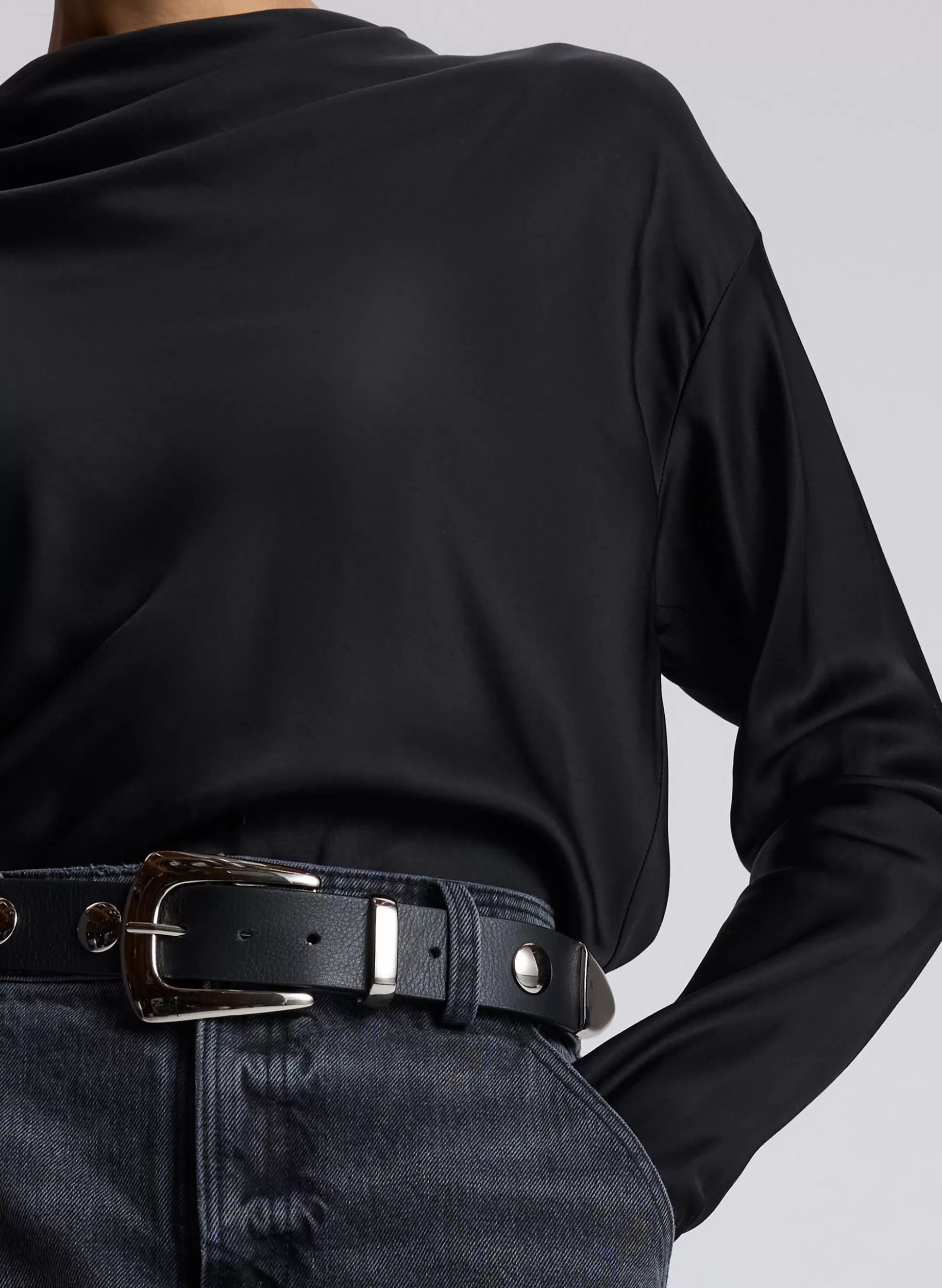 Tops>A.L.C. Georgia Satin Top Black