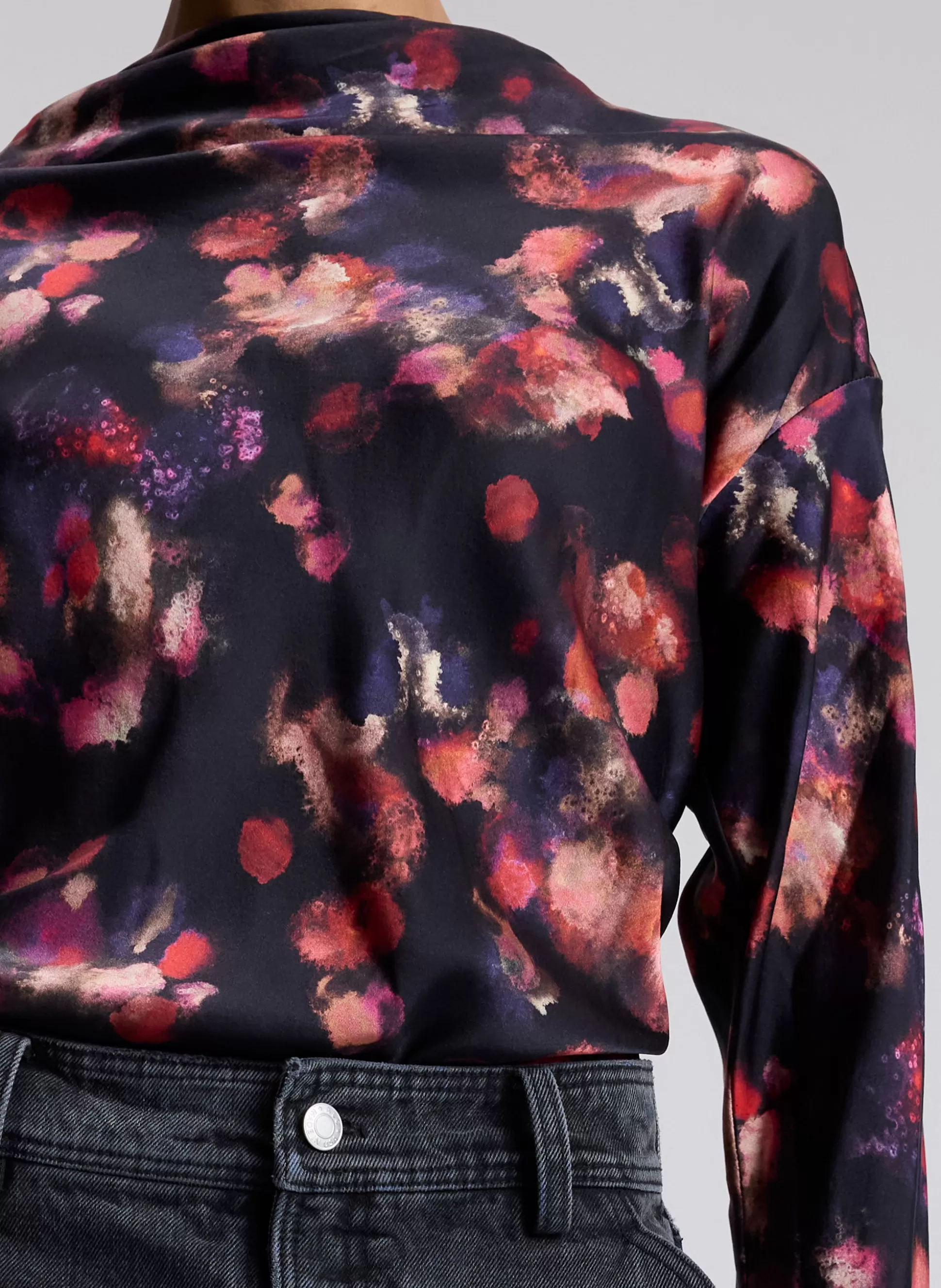 Tops>A.L.C. Georgia Stretch Silk Top Navy Multi