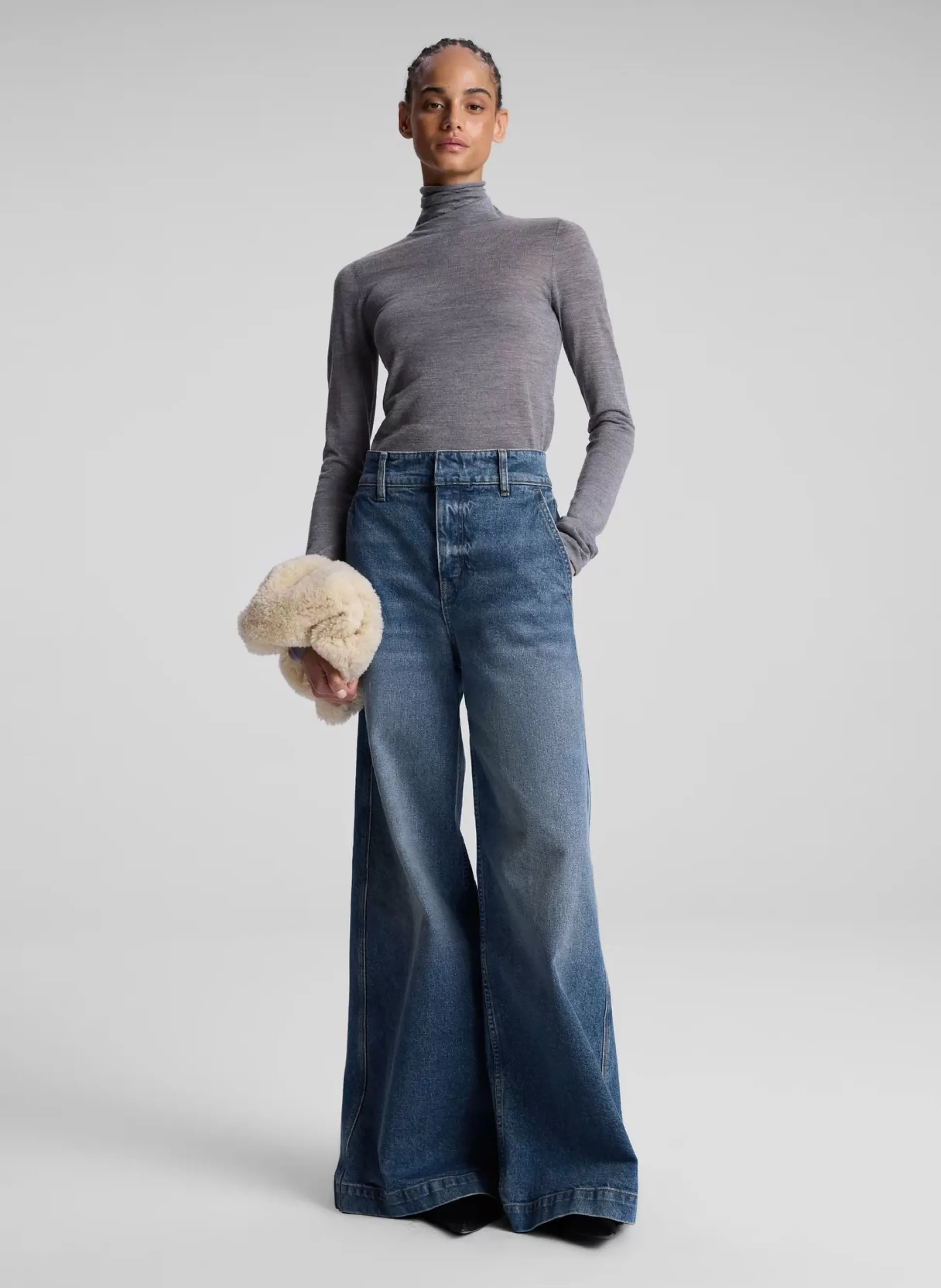 Bottoms>A.L.C. Grant Stretch Wide Leg Jean Medium Wash