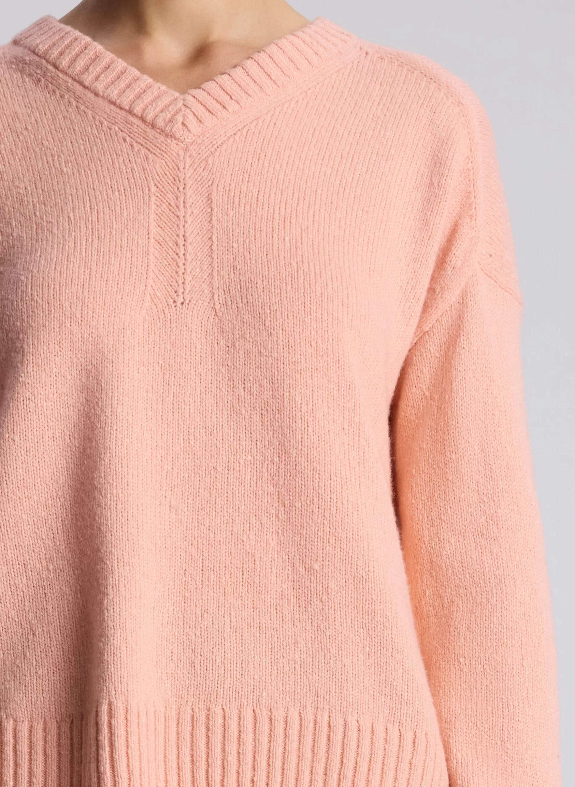 Tops | Sweaters>A.L.C. Harley Wool Cashmere V Neck Sweater Salmon