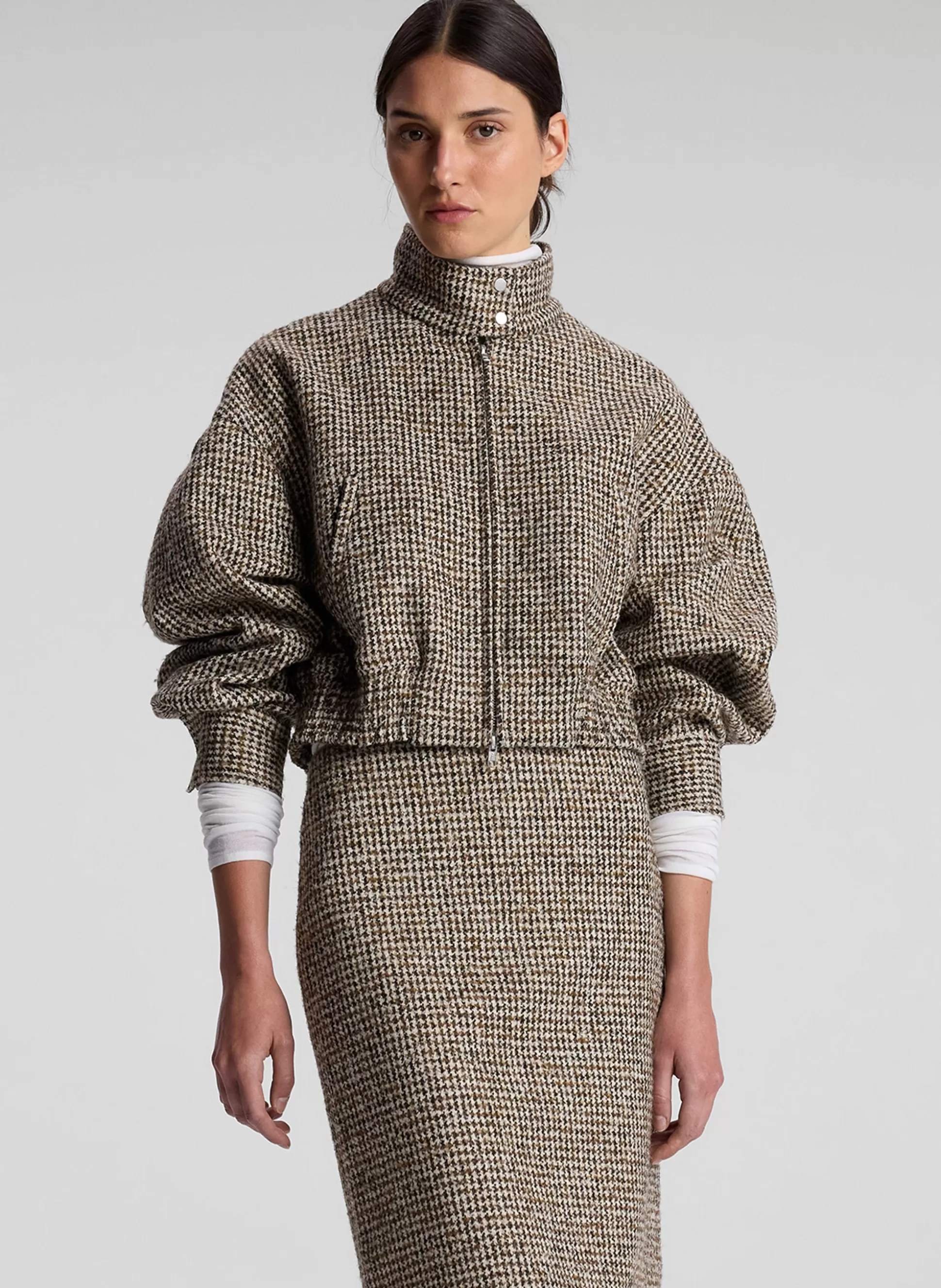 Jackets & Coats | Suits>A.L.C. Harrison Tweed Houndstooth Jacket Cream/Brown