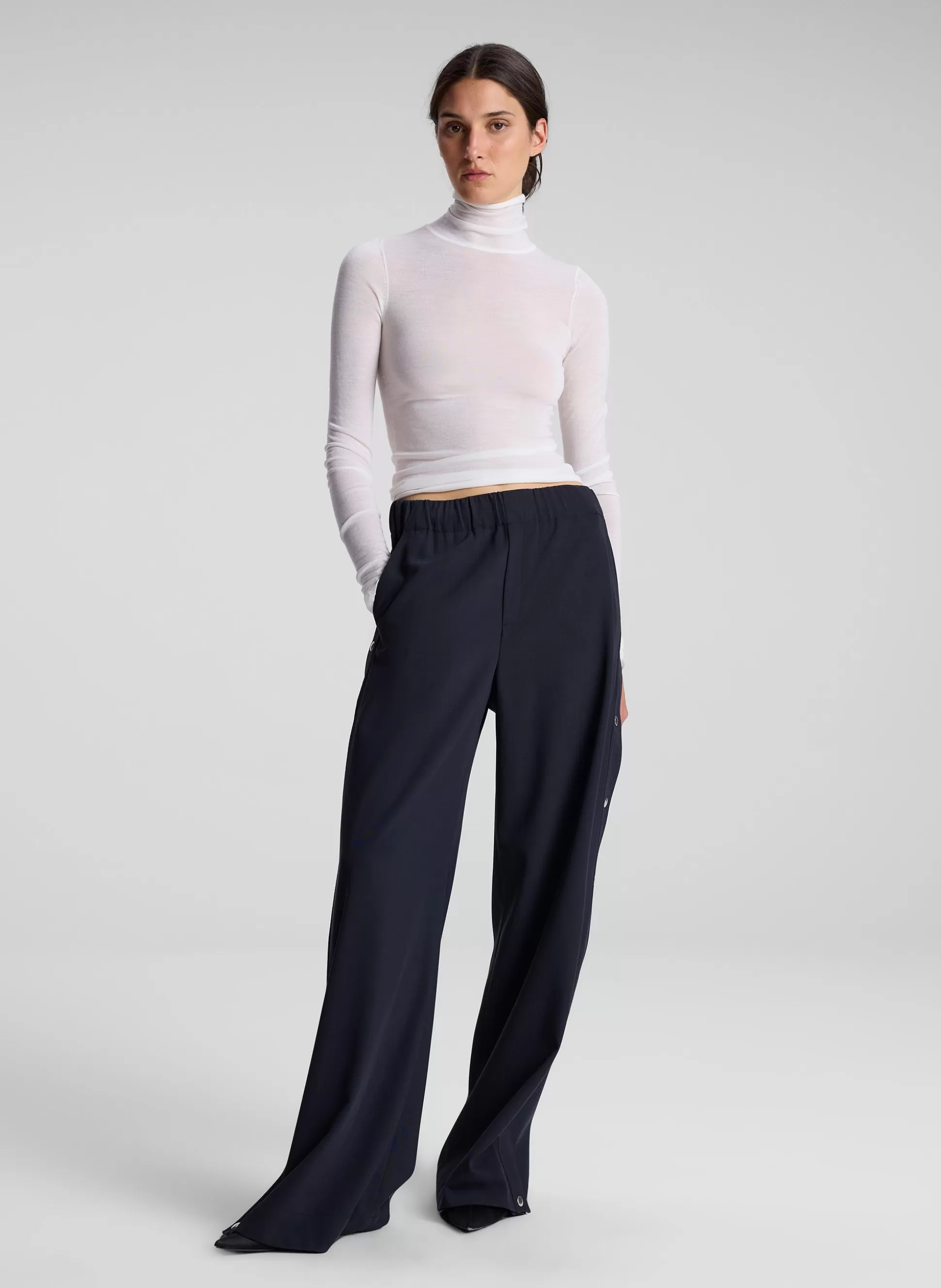 Tops>A.L.C. Hayes Fine Merino Turtleneck Top White