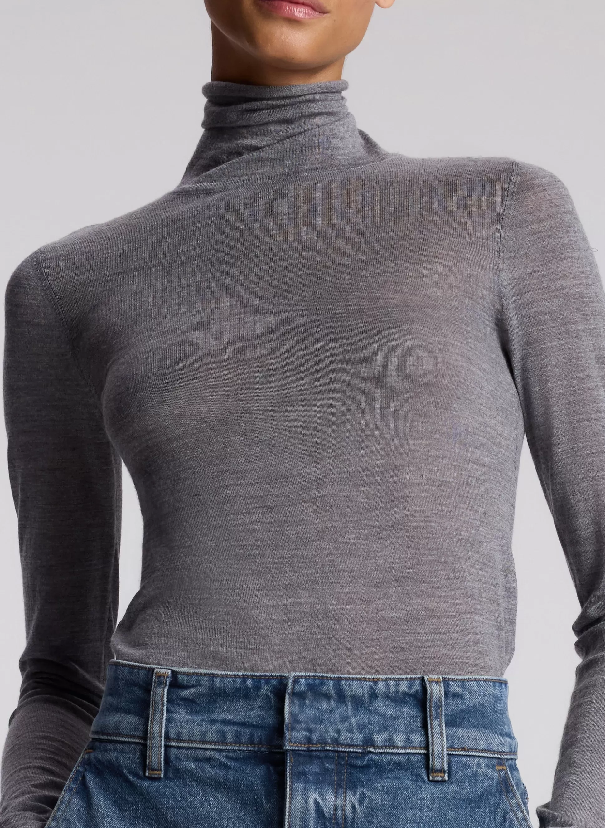 Tops>A.L.C. Hayes Fine Merino Turtleneck Top Medium Heather Grey