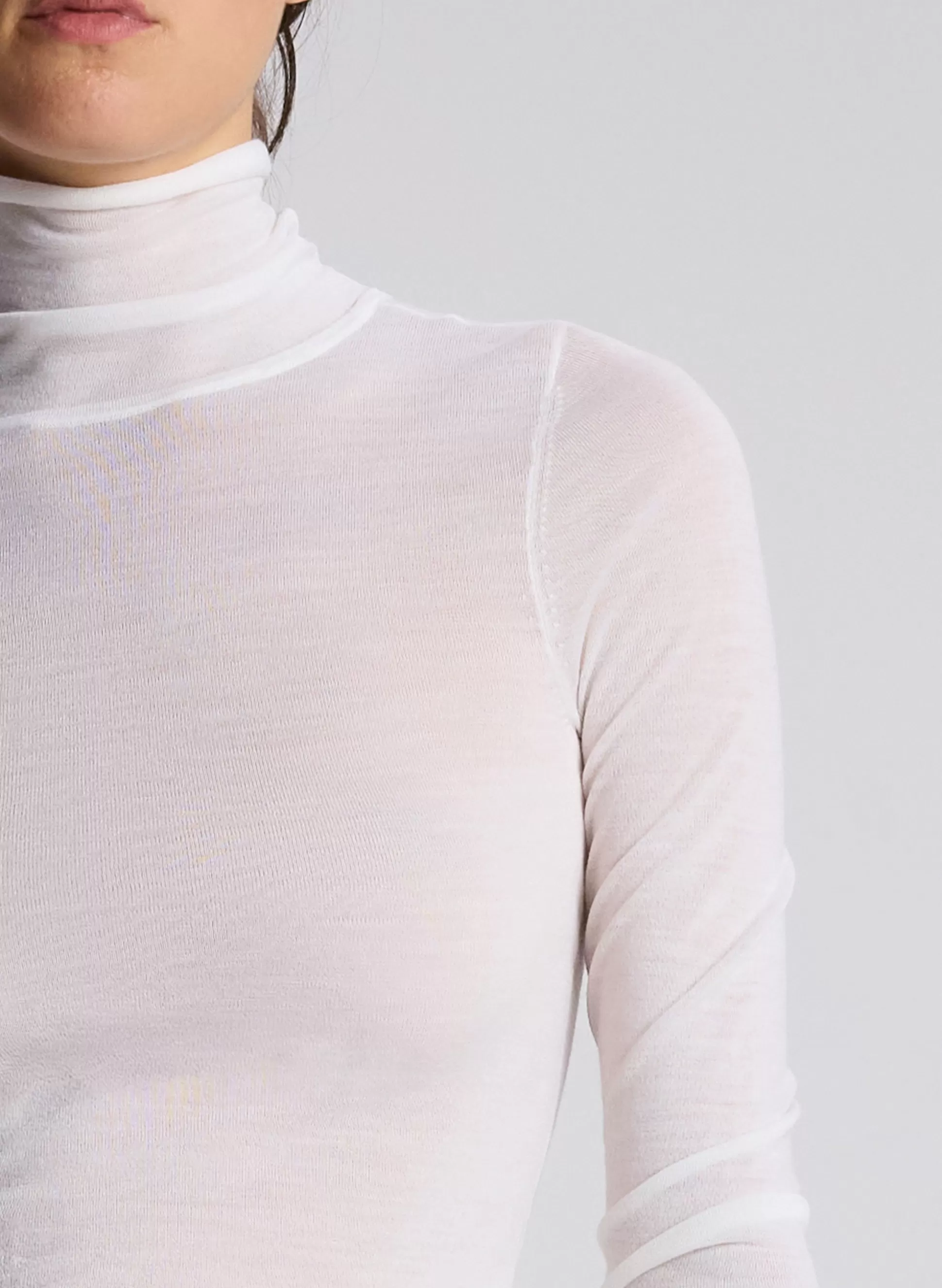 Tops>A.L.C. Hayes Fine Merino Turtleneck Top White