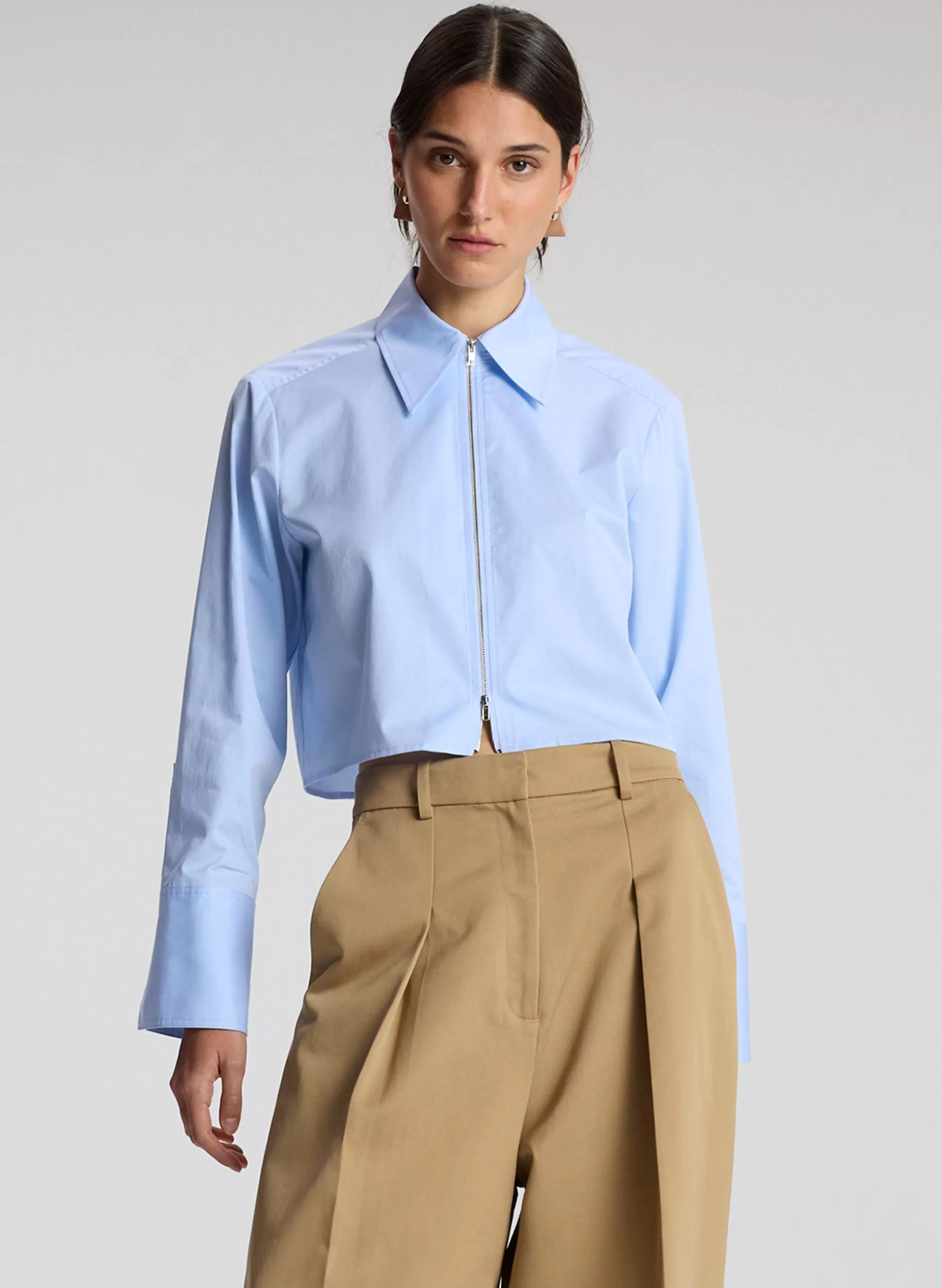 Tops>A.L.C. Jill Cotton Zip Top Sky Blue