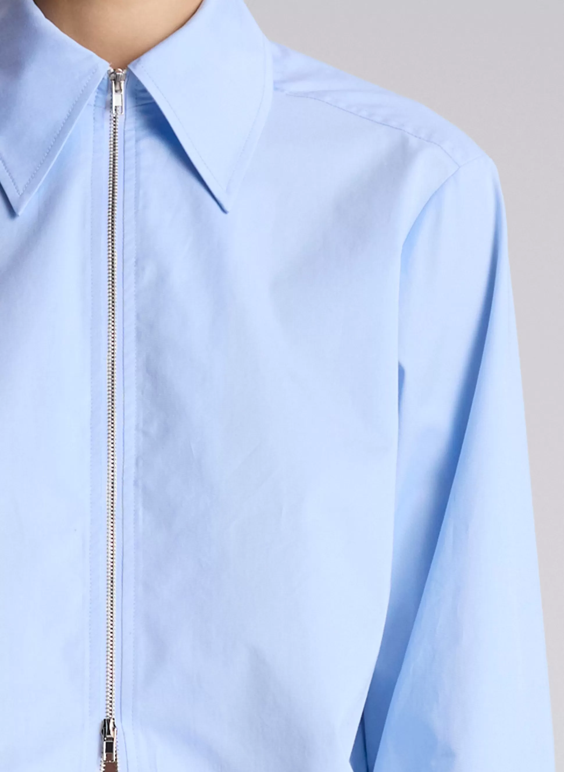 Tops>A.L.C. Jill Cotton Zip Top Sky Blue