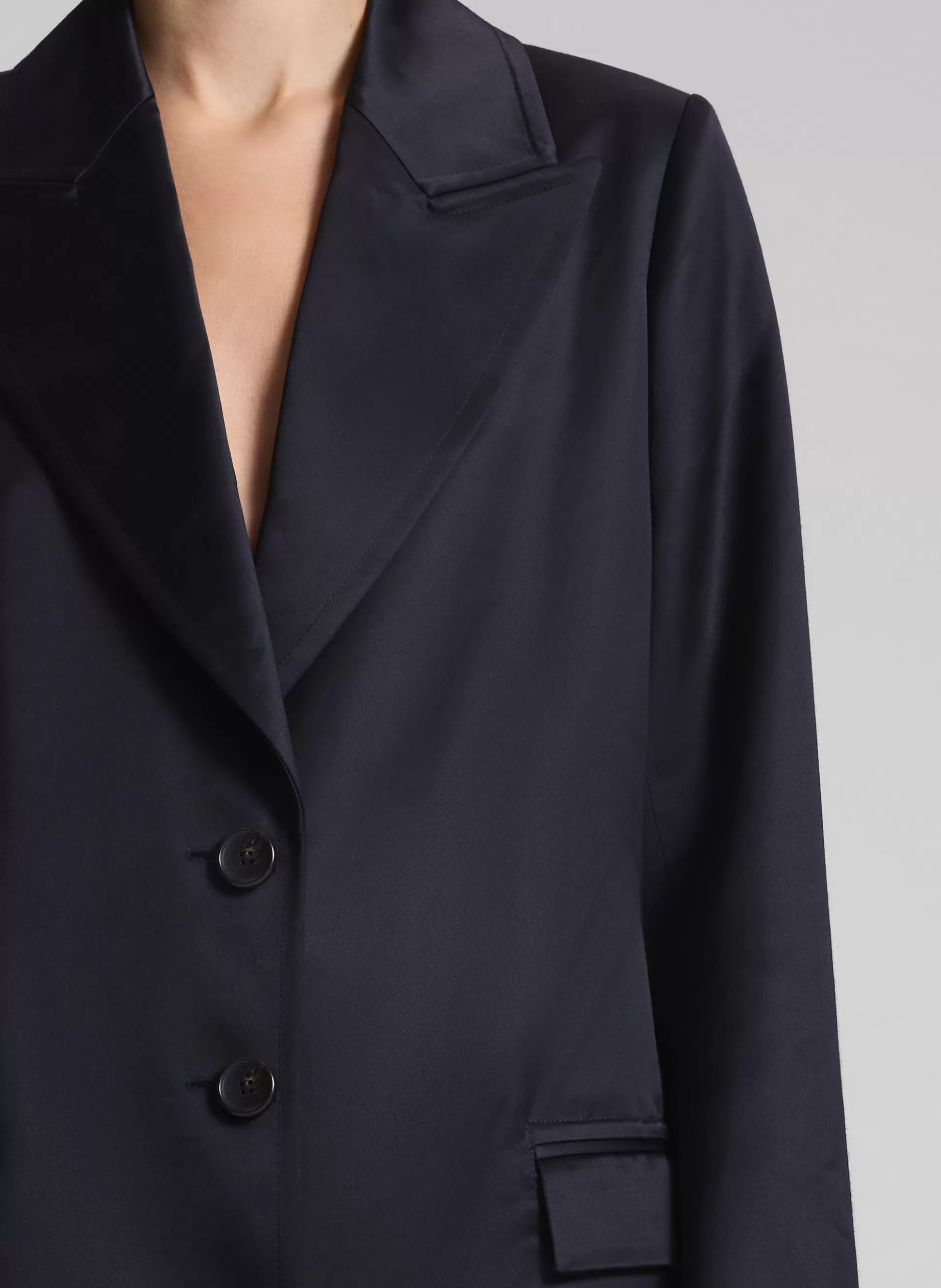 Jackets & Coats>A.L.C. Jude Satin Coat Deep Navy