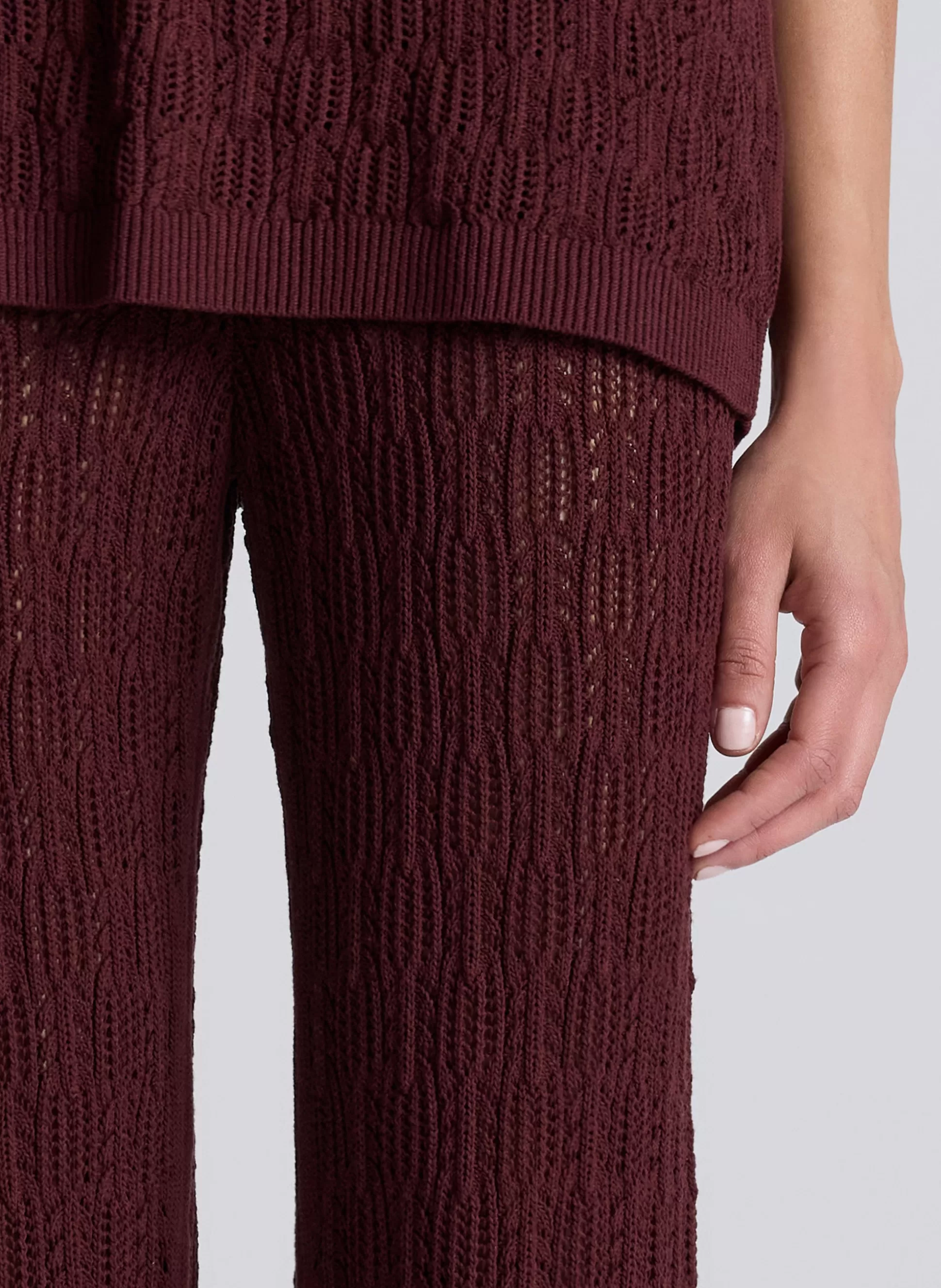 Bottoms>A.L.C. Keeley Pointelle Knit Pant Burgundy