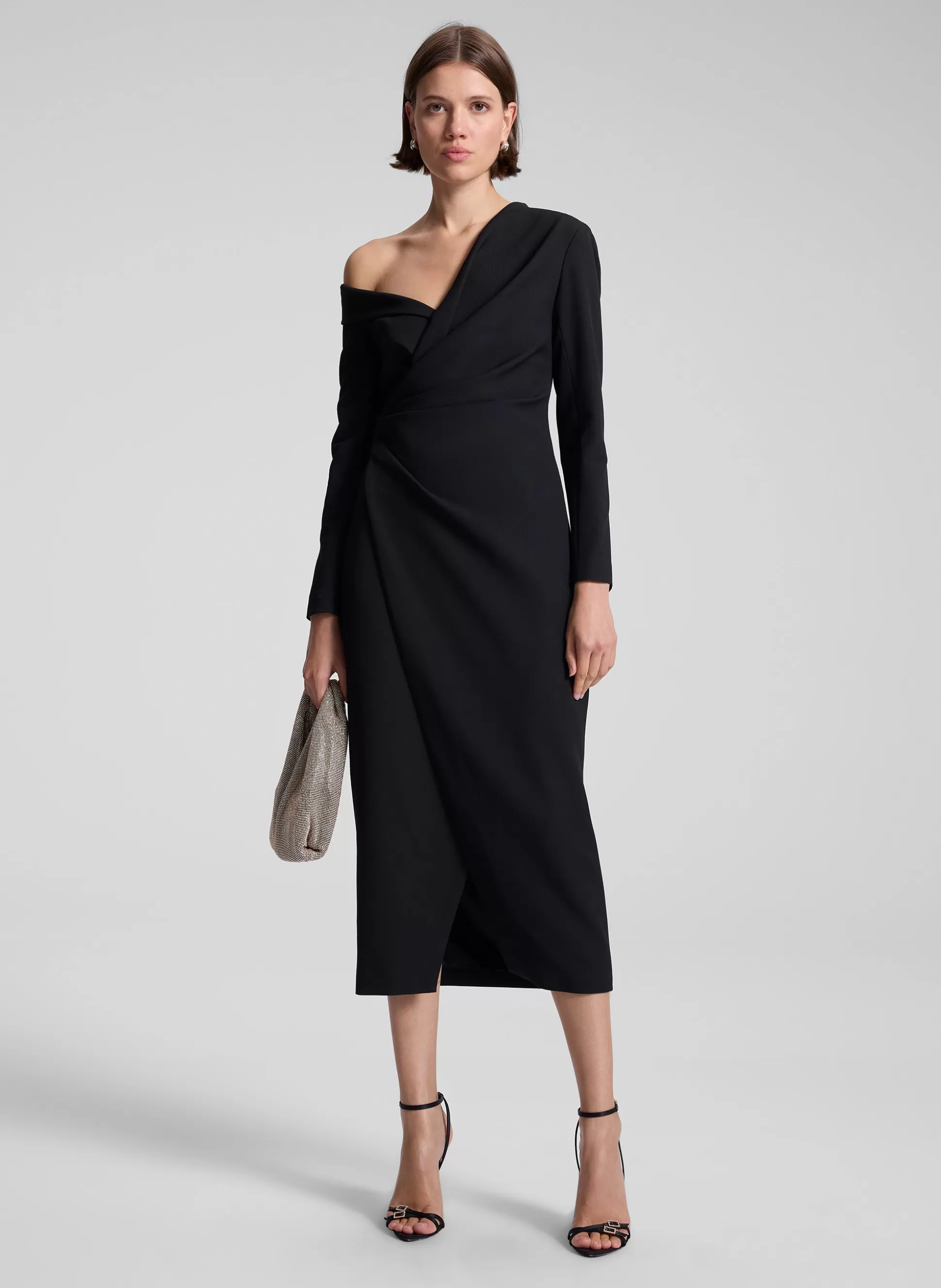 Dresses>A.L.C. Kylah Asymmetric Midi Dress Black