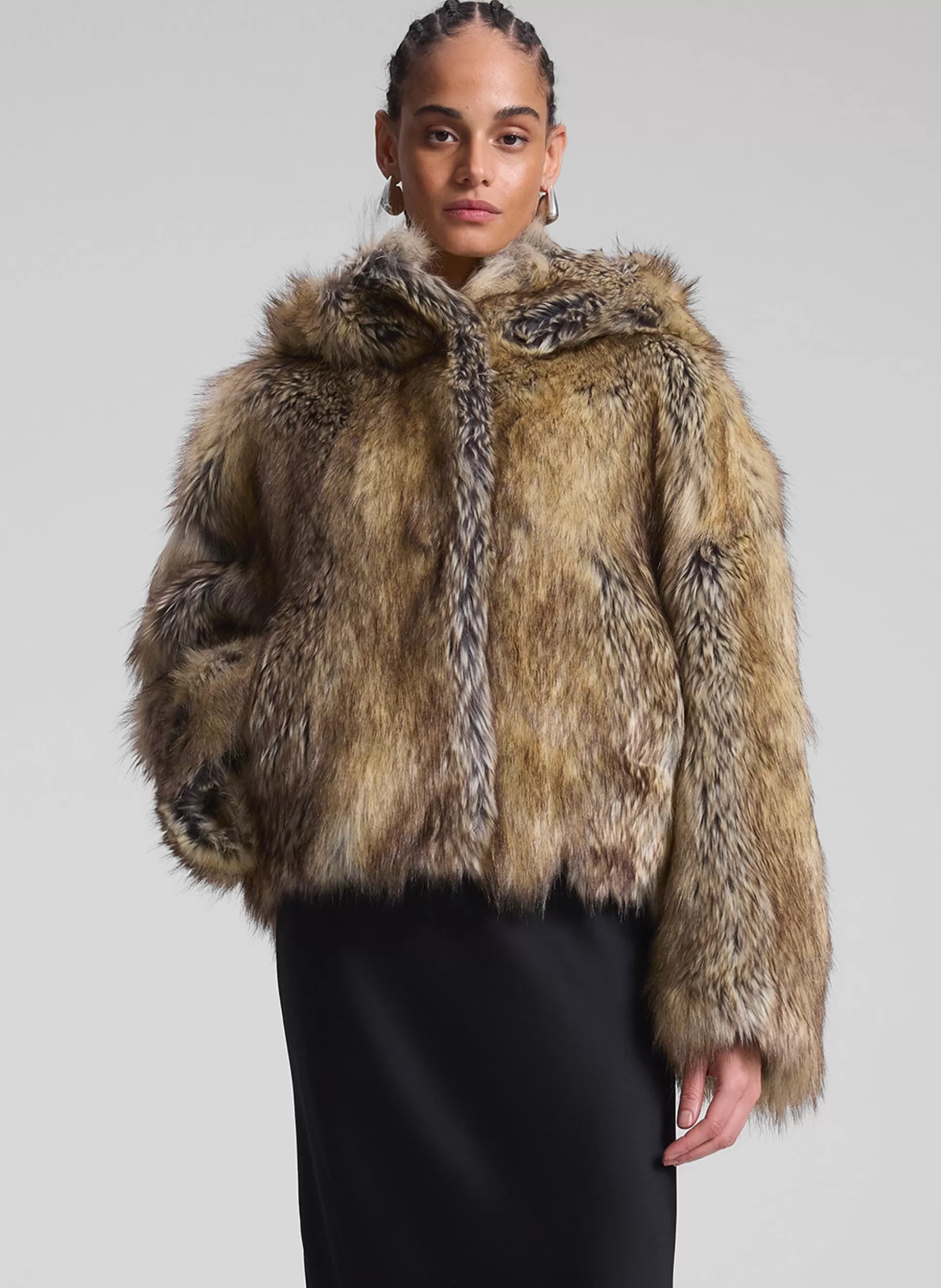 Jackets & Coats>A.L.C. Lex Faux Fur Jacket Brown Coyote