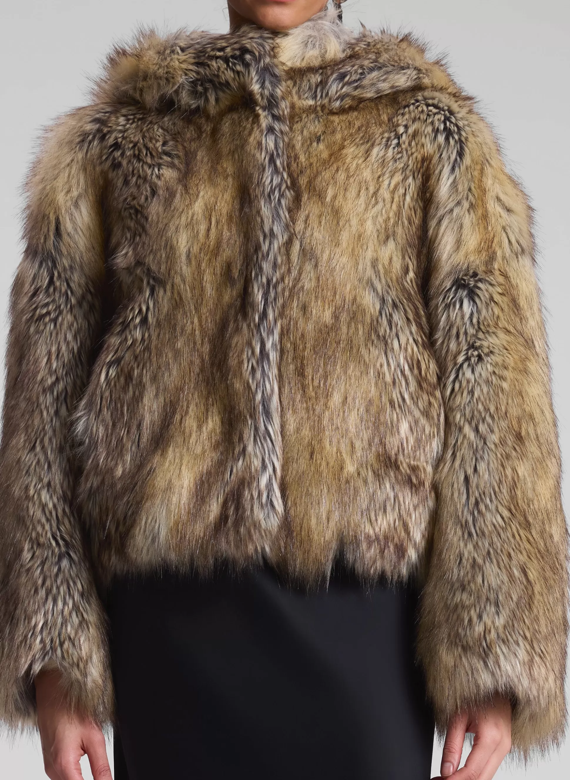 Jackets & Coats>A.L.C. Lex Faux Fur Jacket Brown Coyote