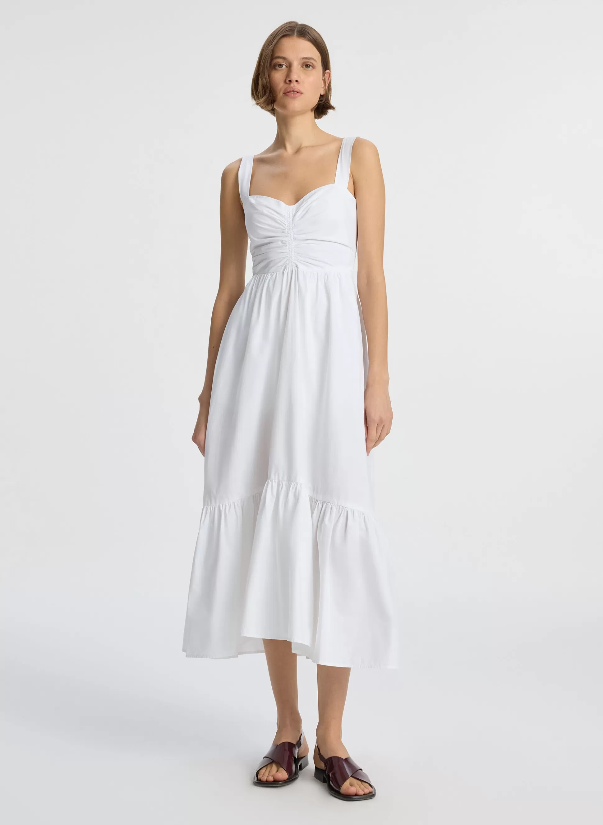 Dresses>A.L.C. Lilah II Cotton Midi Dress White