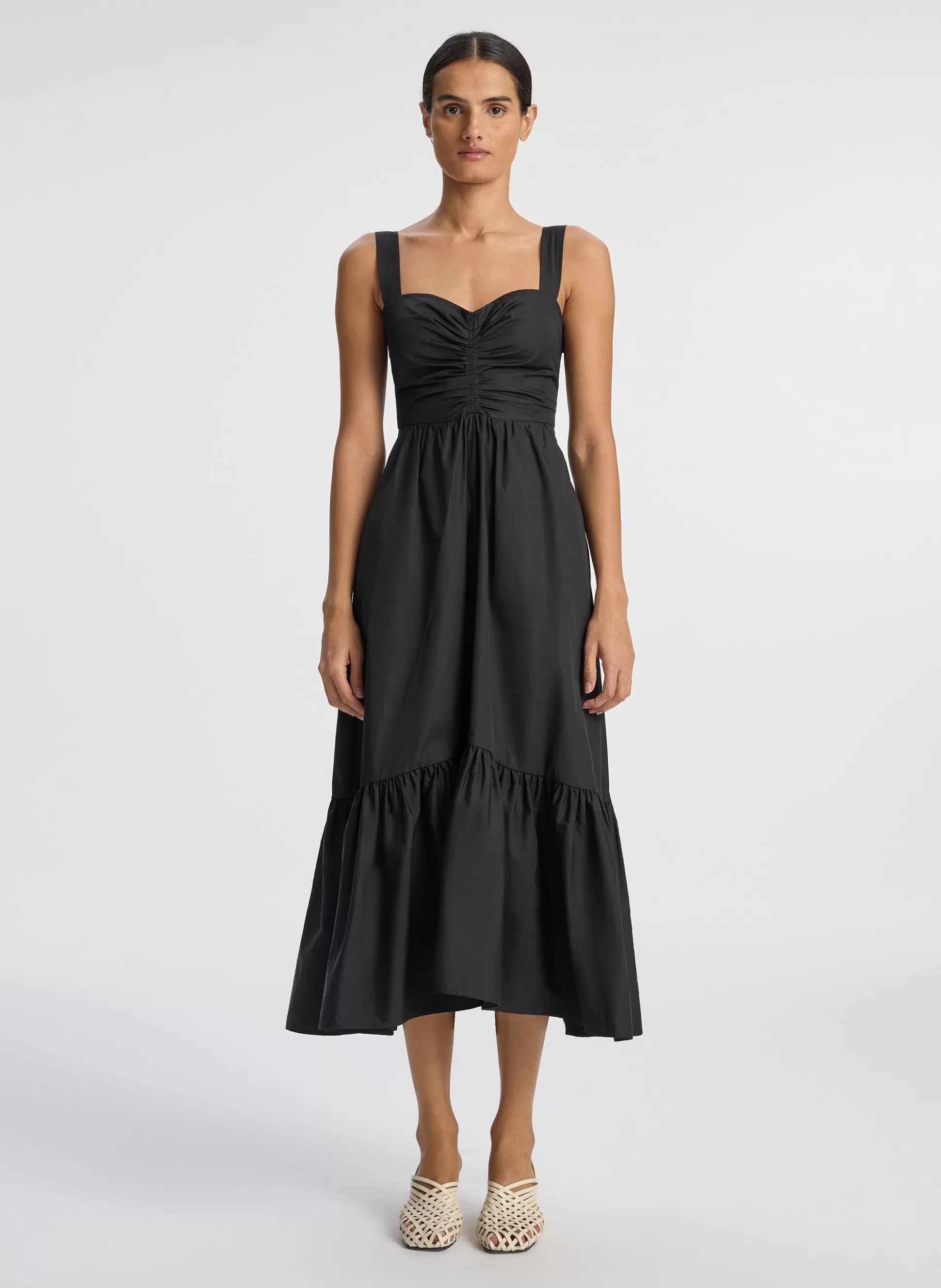 Dresses>A.L.C. Lilah II Cotton Midi Dress Black