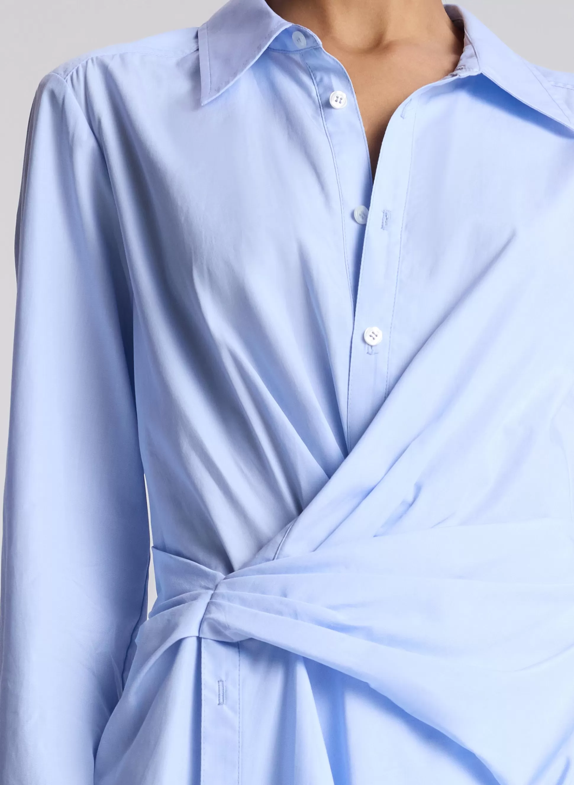 Dresses>A.L.C. Lydia Cotton Mini Shirtdress Ice Blue/White
