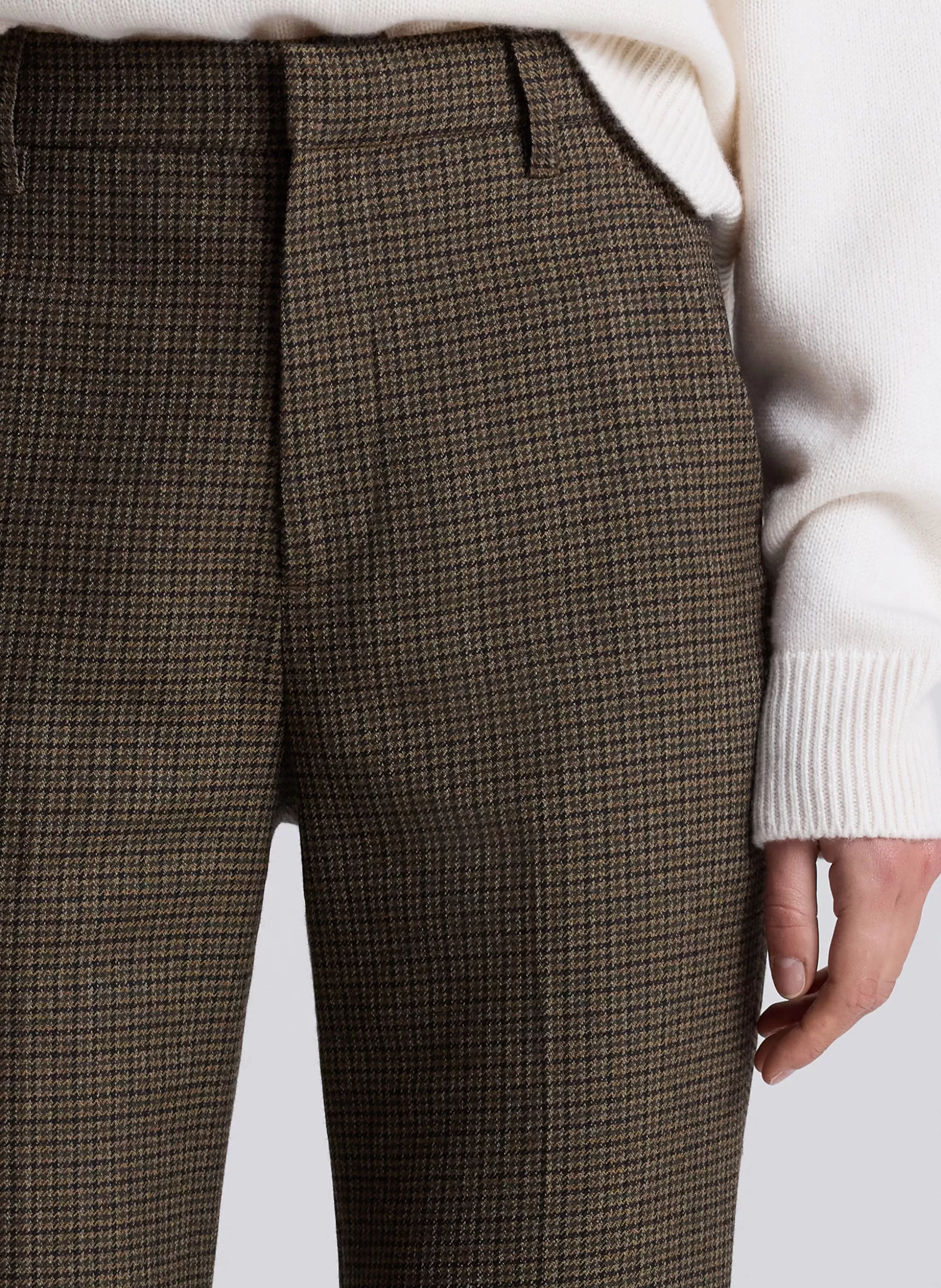 Bottoms>A.L.C. Maizie Mini Houndstooth Pant Tan/Olive