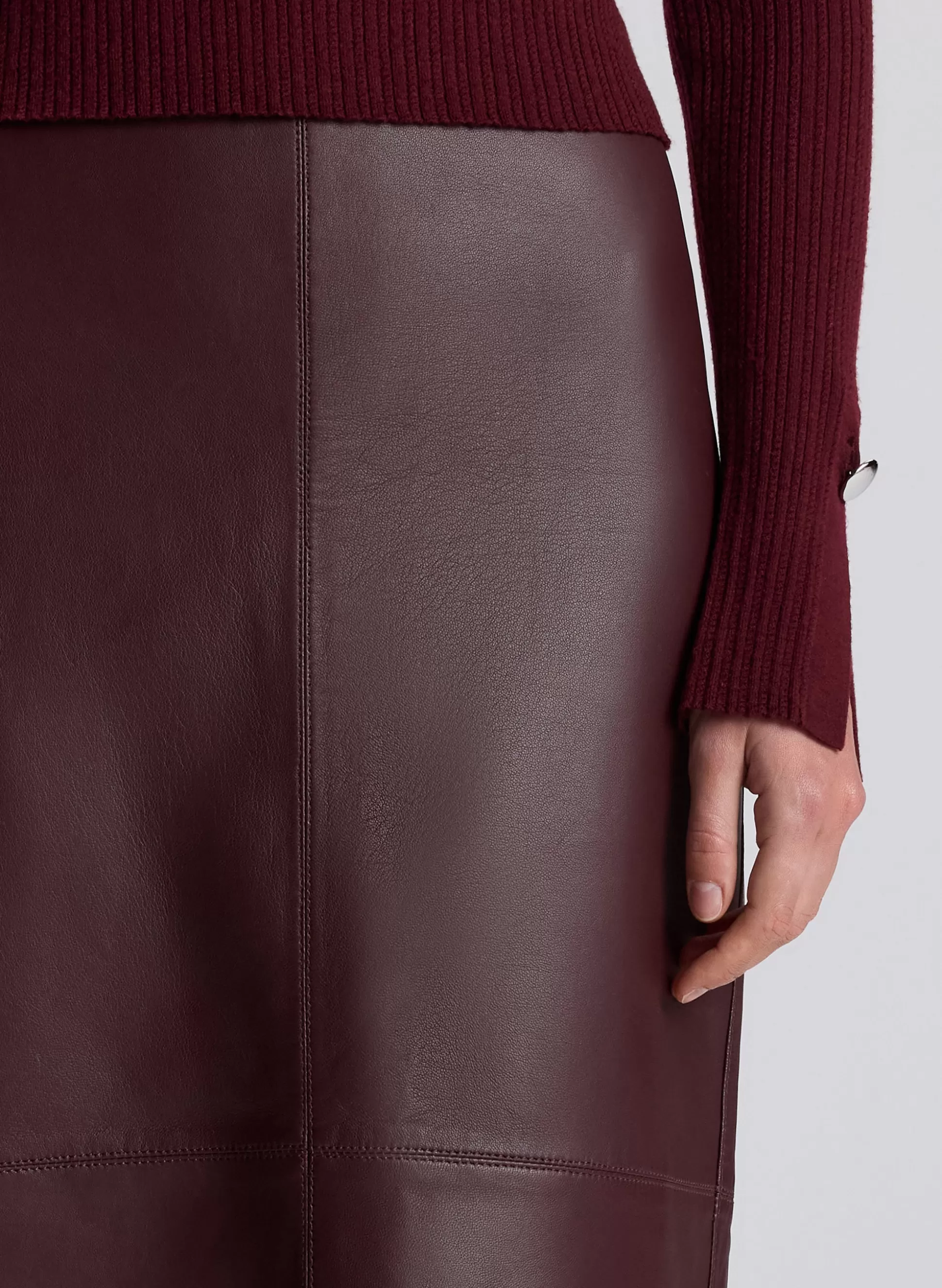 Bottoms | Skirts>A.L.C. Marta Leather Midi Skirt Umber