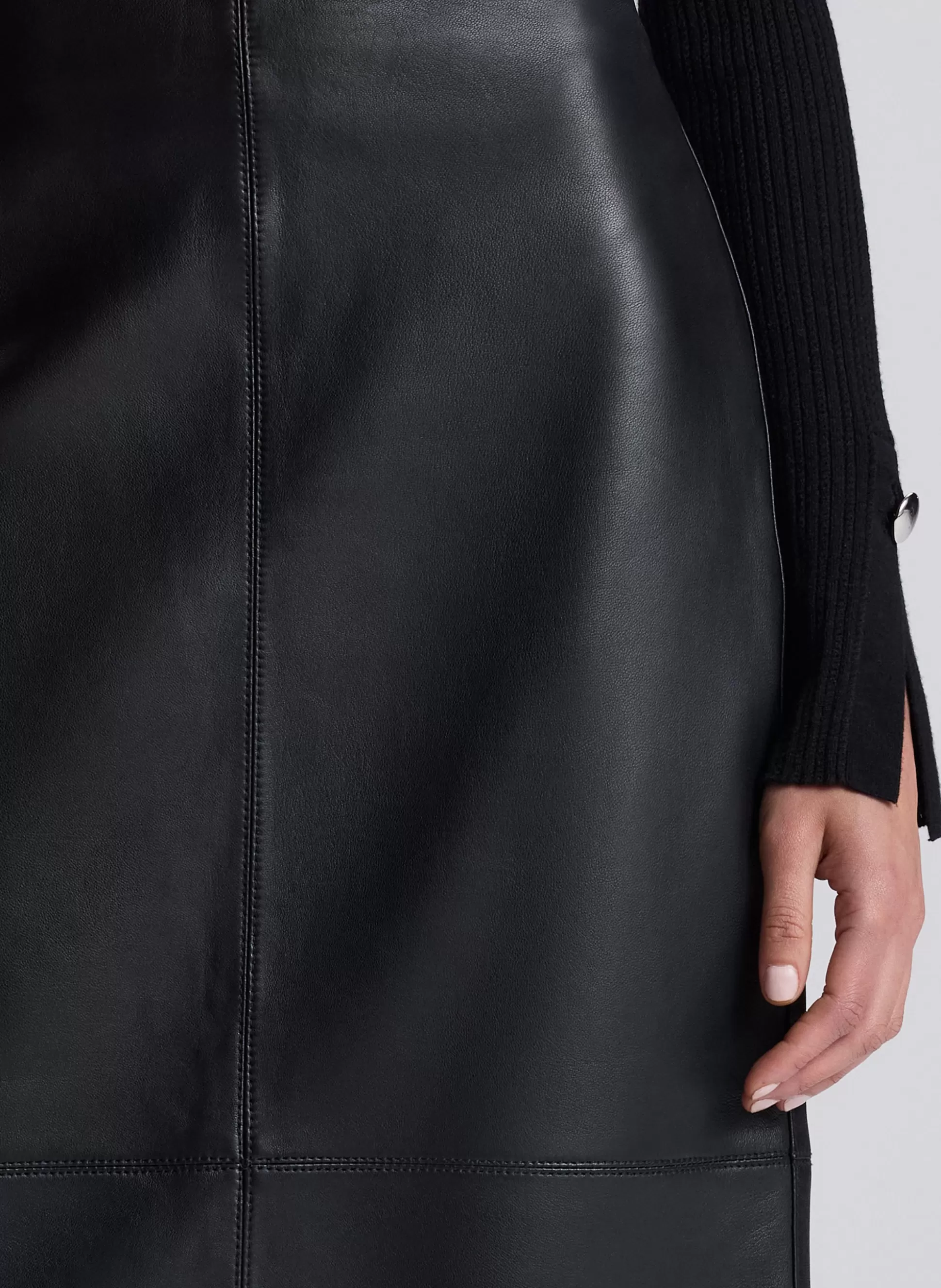 Bottoms | Skirts>A.L.C. Marta Leather Midi Skirt Black