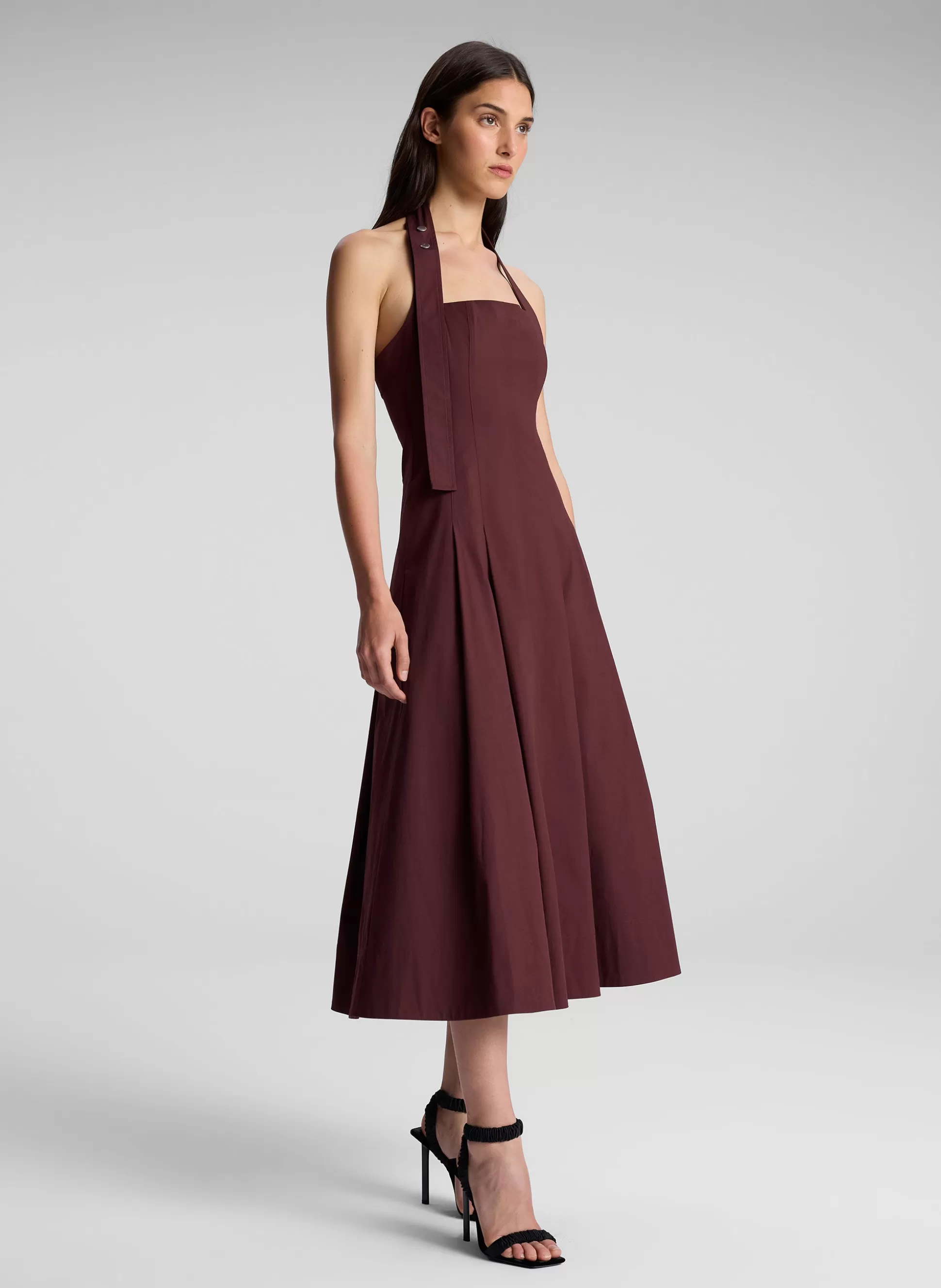 Dresses>A.L.C. Natalie Halter Midi Dress Carob