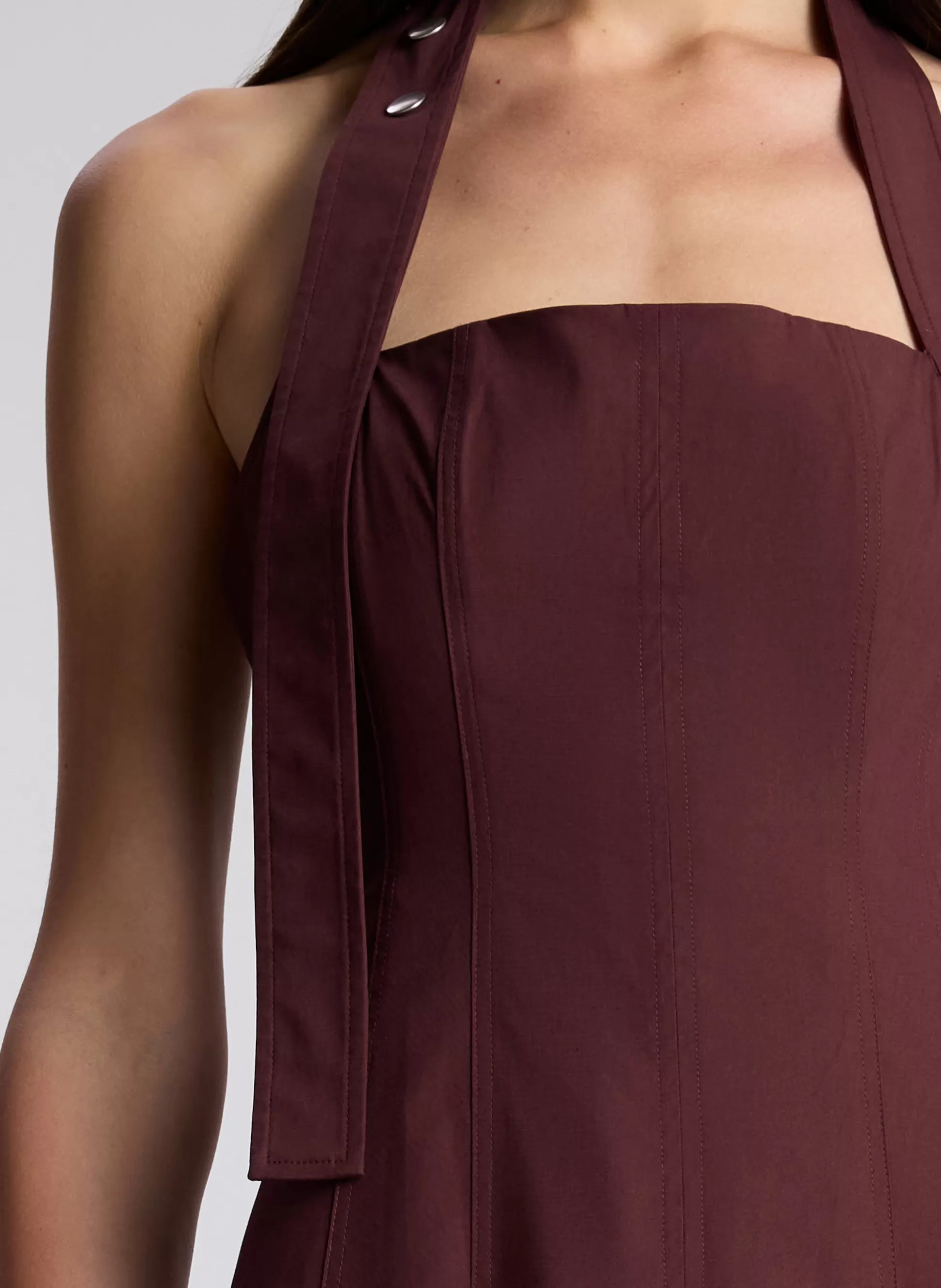 Dresses>A.L.C. Natalie Halter Midi Dress Carob