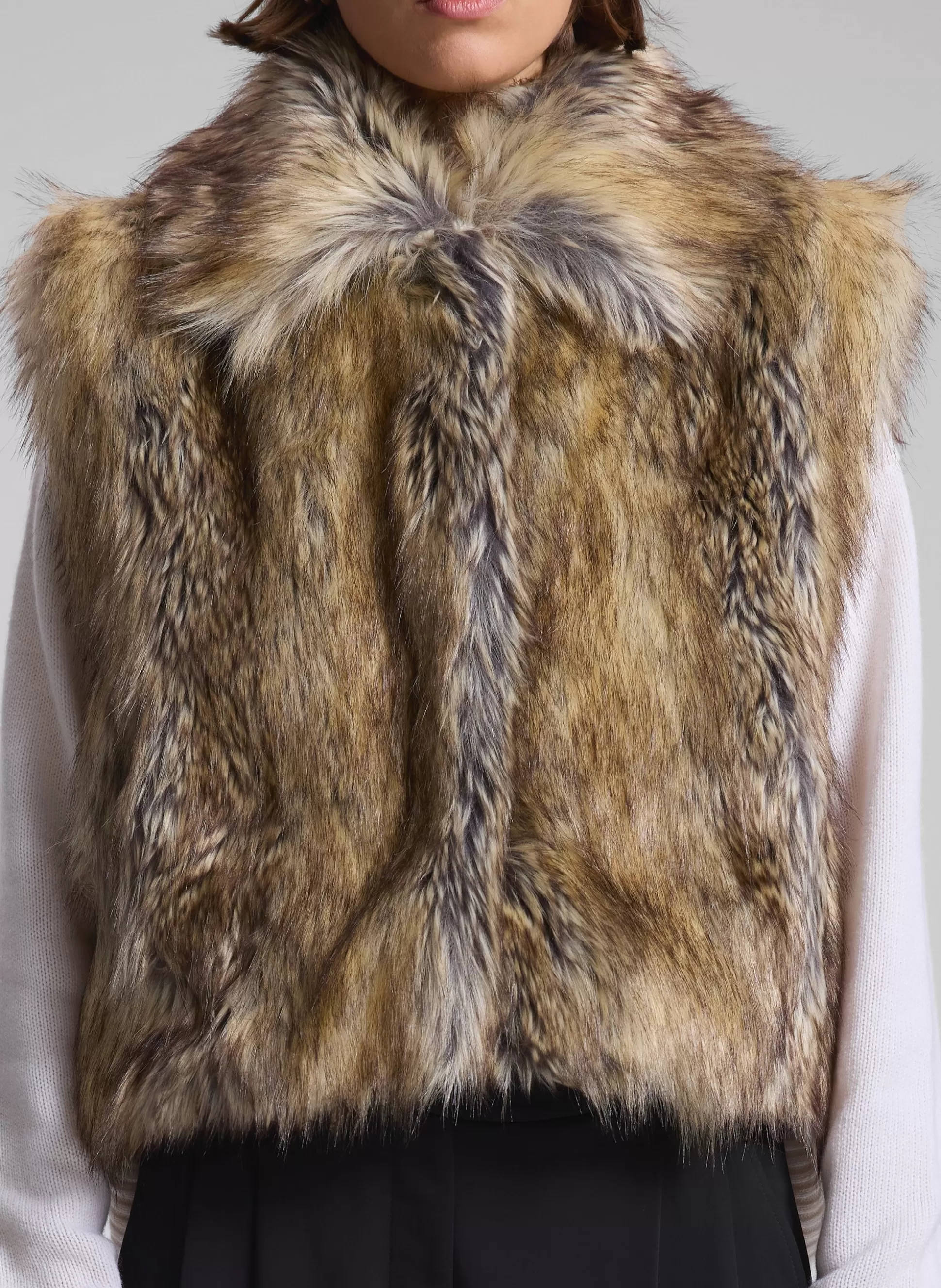Jackets & Coats>A.L.C. Naya Faux Fur Vest Brown Coyote