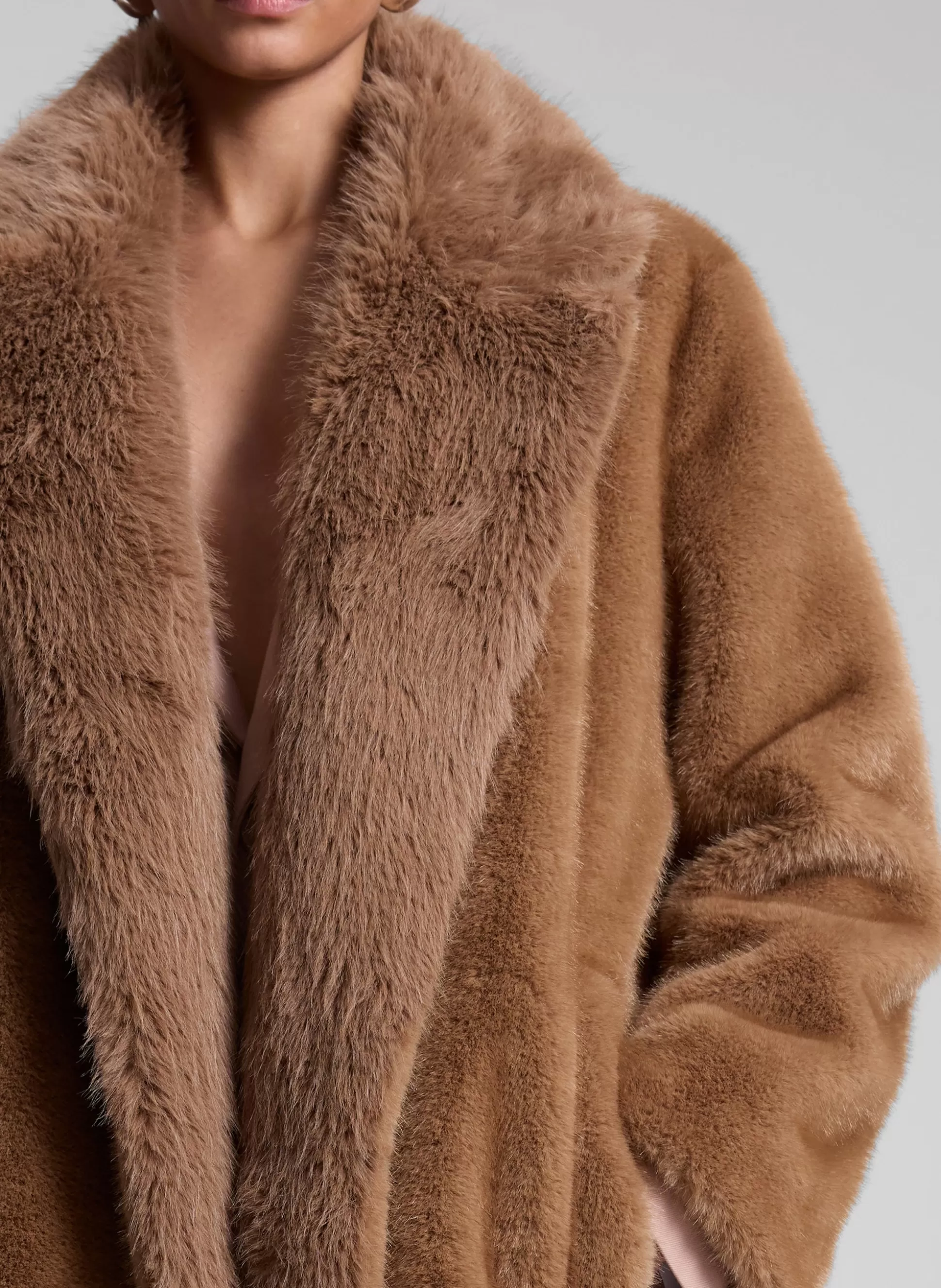 Jackets & Coats>A.L.C. Nina Faux Fur Coat Gobi Tan