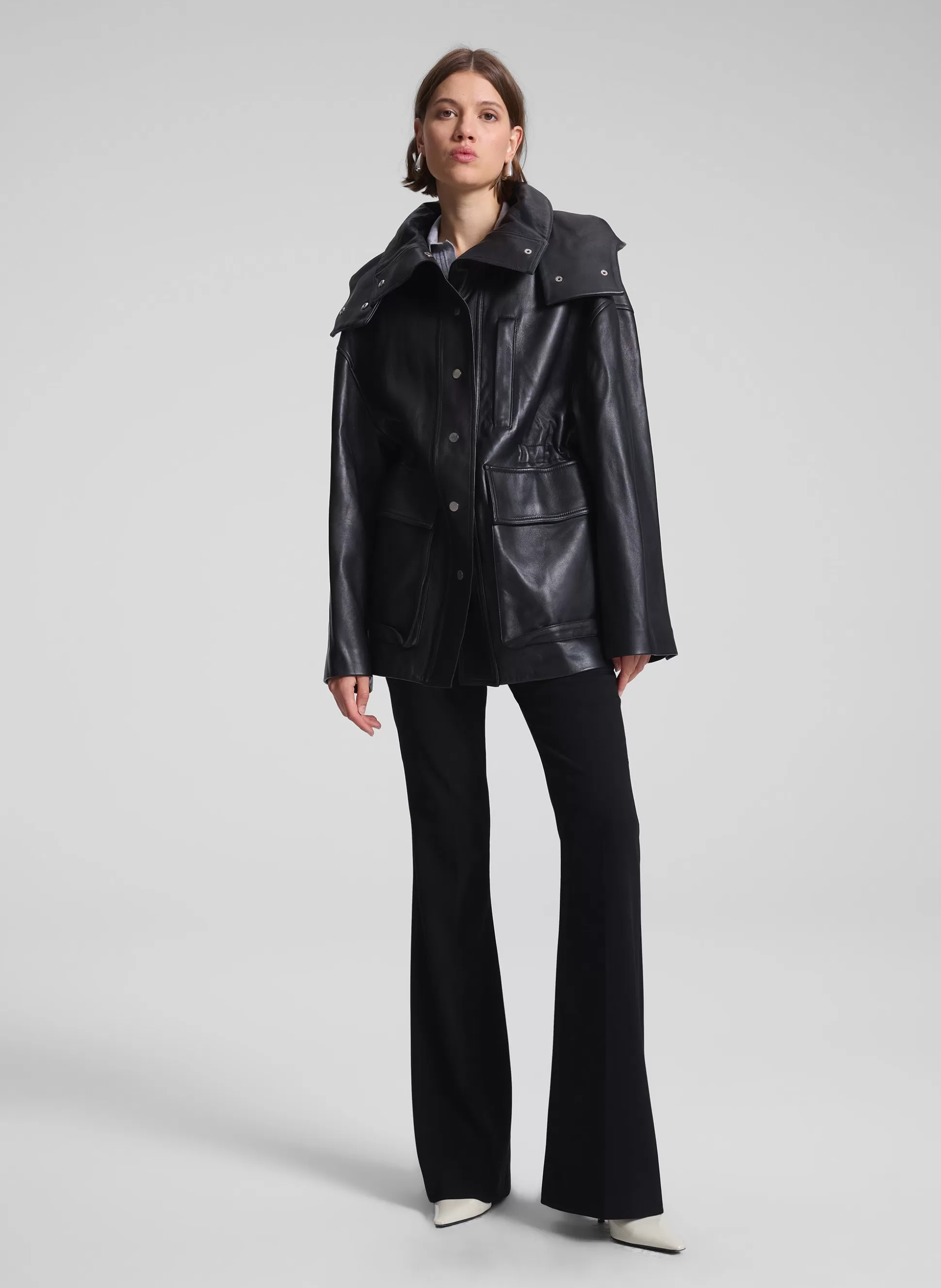 Jackets & Coats>A.L.C. Nolan Leather Coat Black
