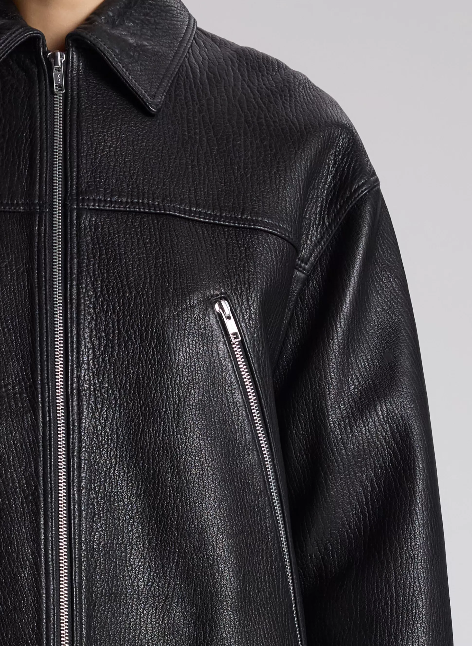 Jackets & Coats>A.L.C. Olive Leather Jacket Black