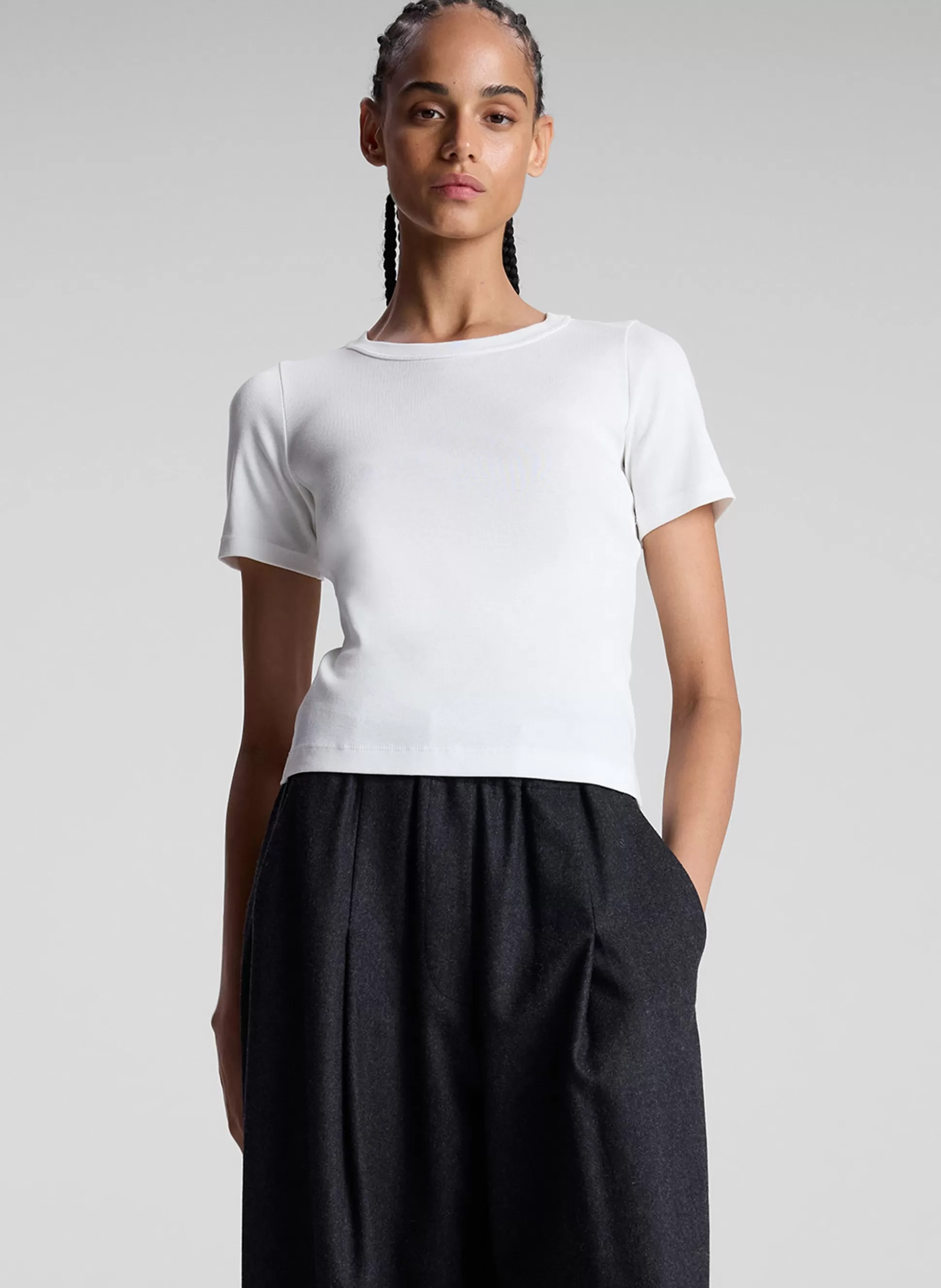 Tops | Tees & Tanks>A.L.C. Paloma Cotton Rib Baby Tee White
