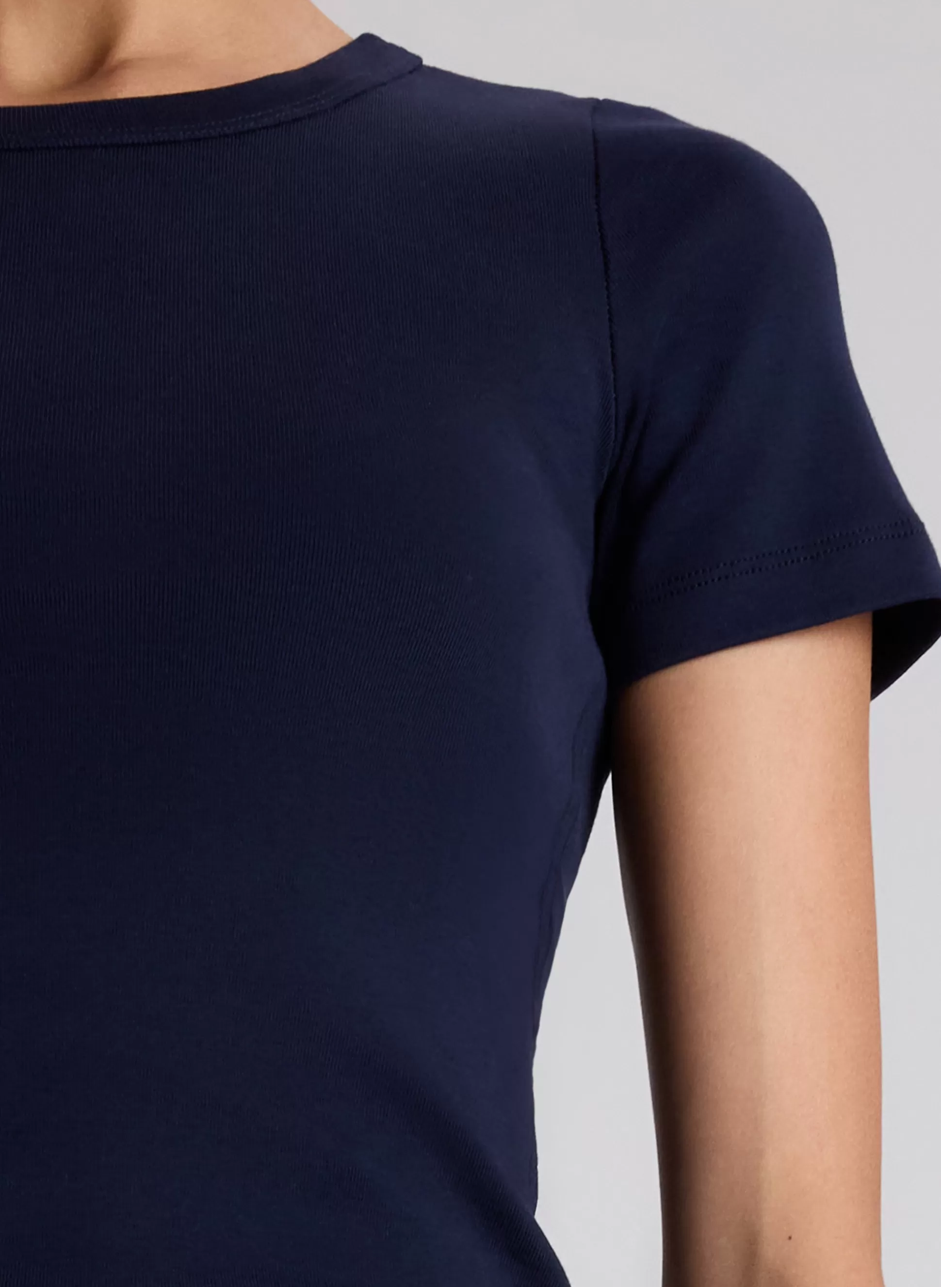 Tops | Tees & Tanks>A.L.C. Paloma Cotton Rib Baby Tee Maritime Navy