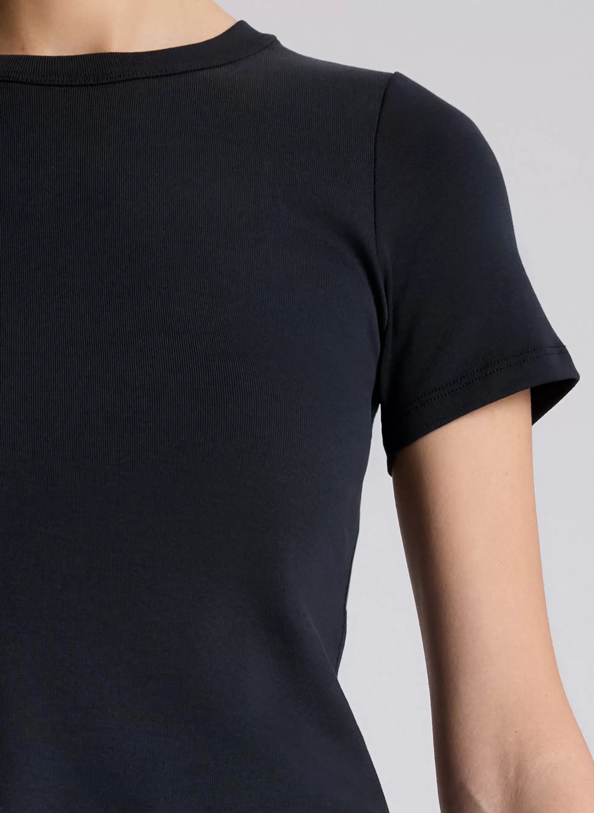Tops | Tees & Tanks>A.L.C. Paloma Cotton Rib Baby Tee Black