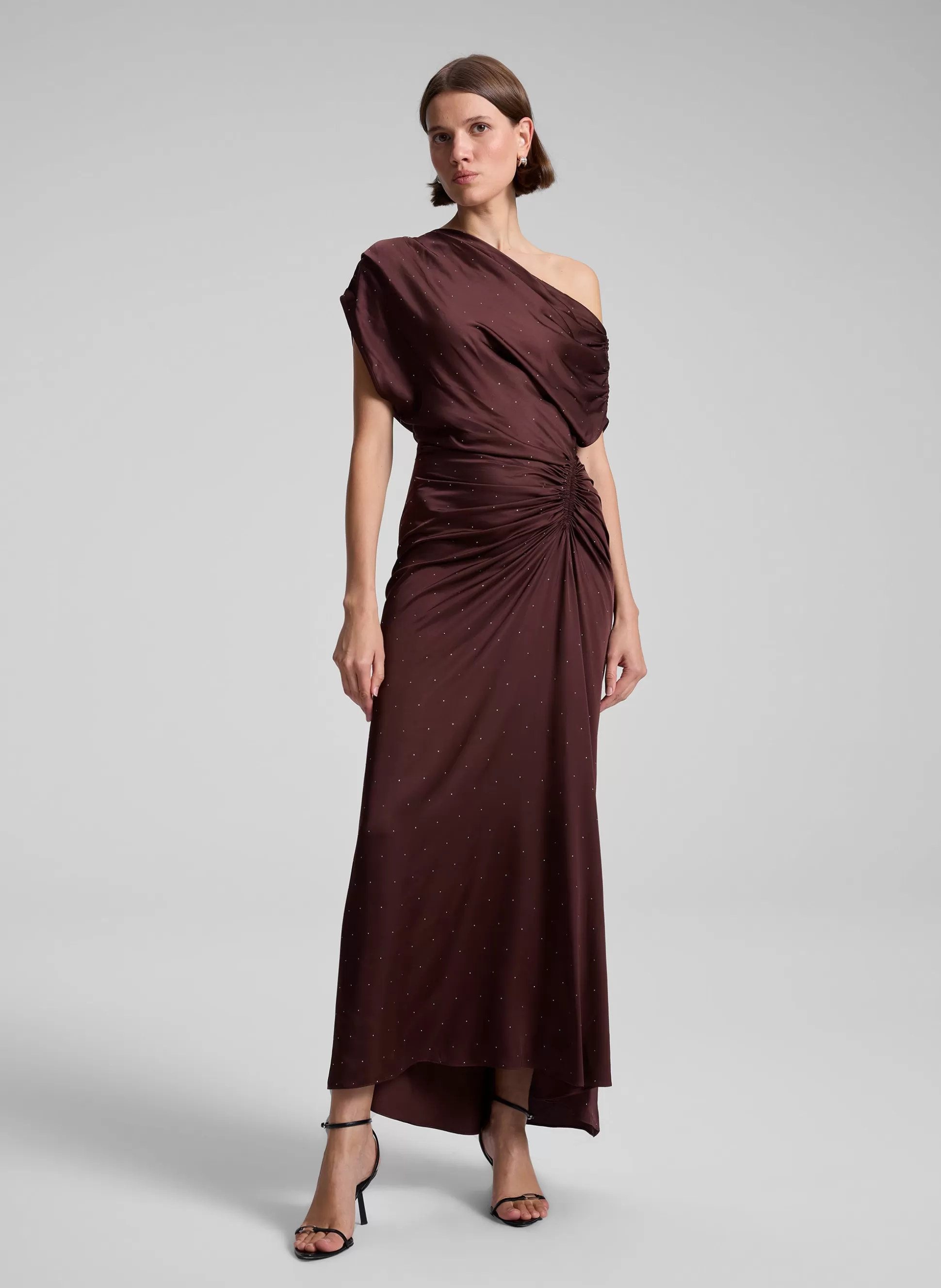 Dresses>A.L.C. Penny Embellished Satin Maxi Dress Ganache