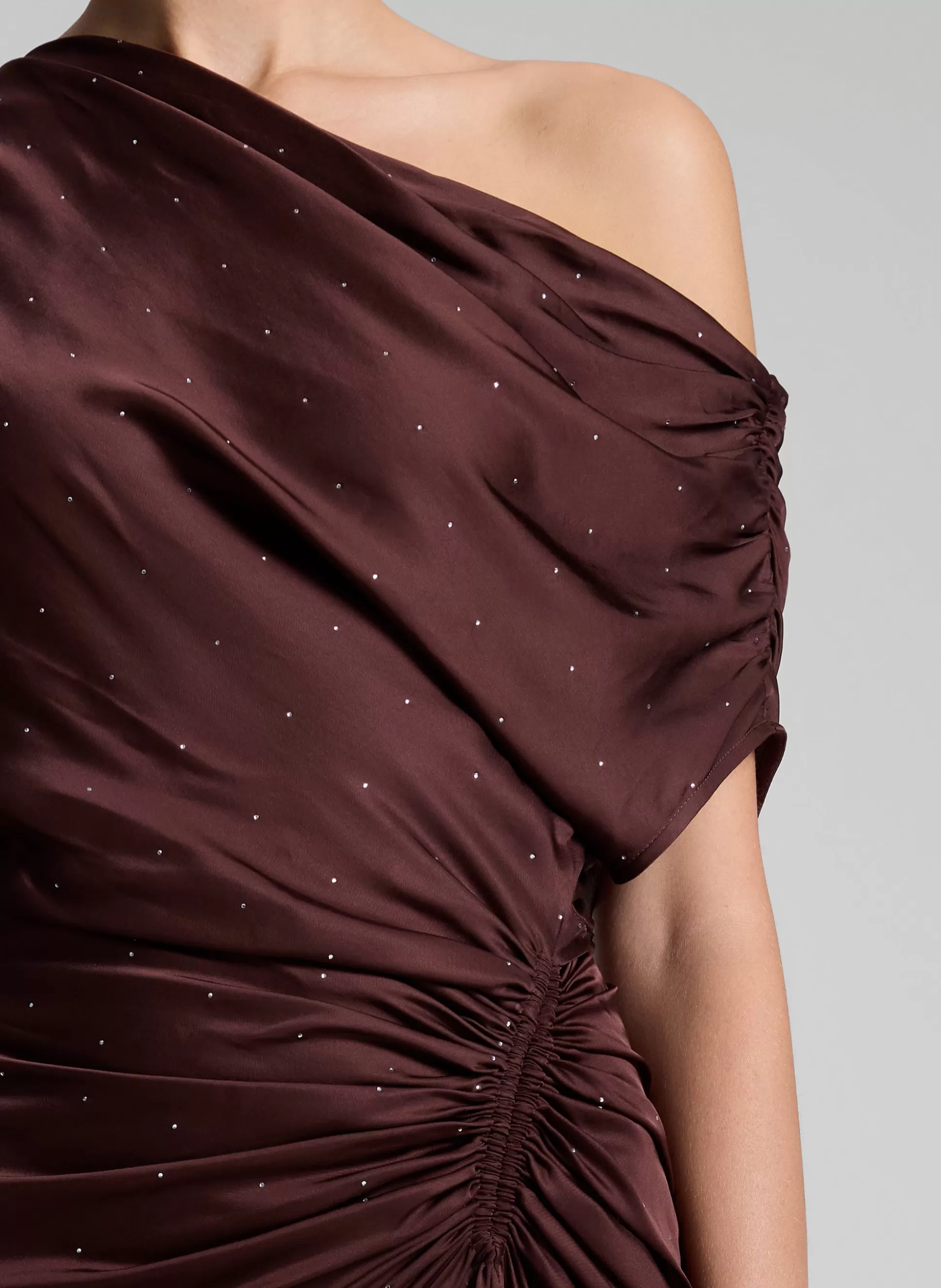 Dresses>A.L.C. Penny Embellished Satin Maxi Dress Ganache